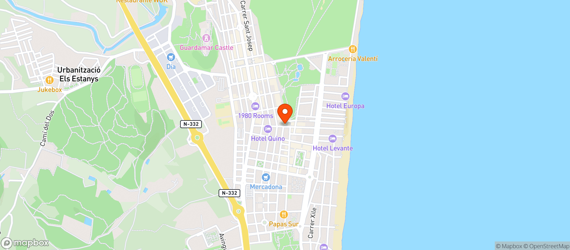 Map showing Pizzeria Verona