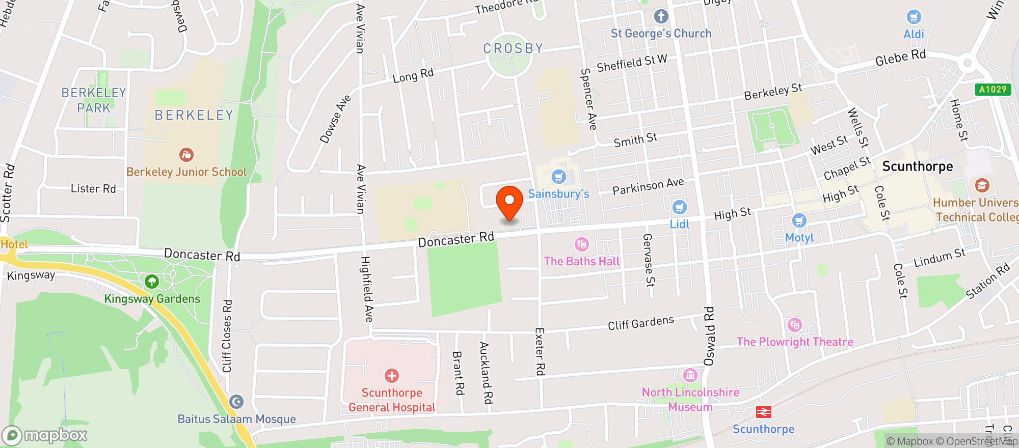 Map showing Sainsburys Scunthorpe