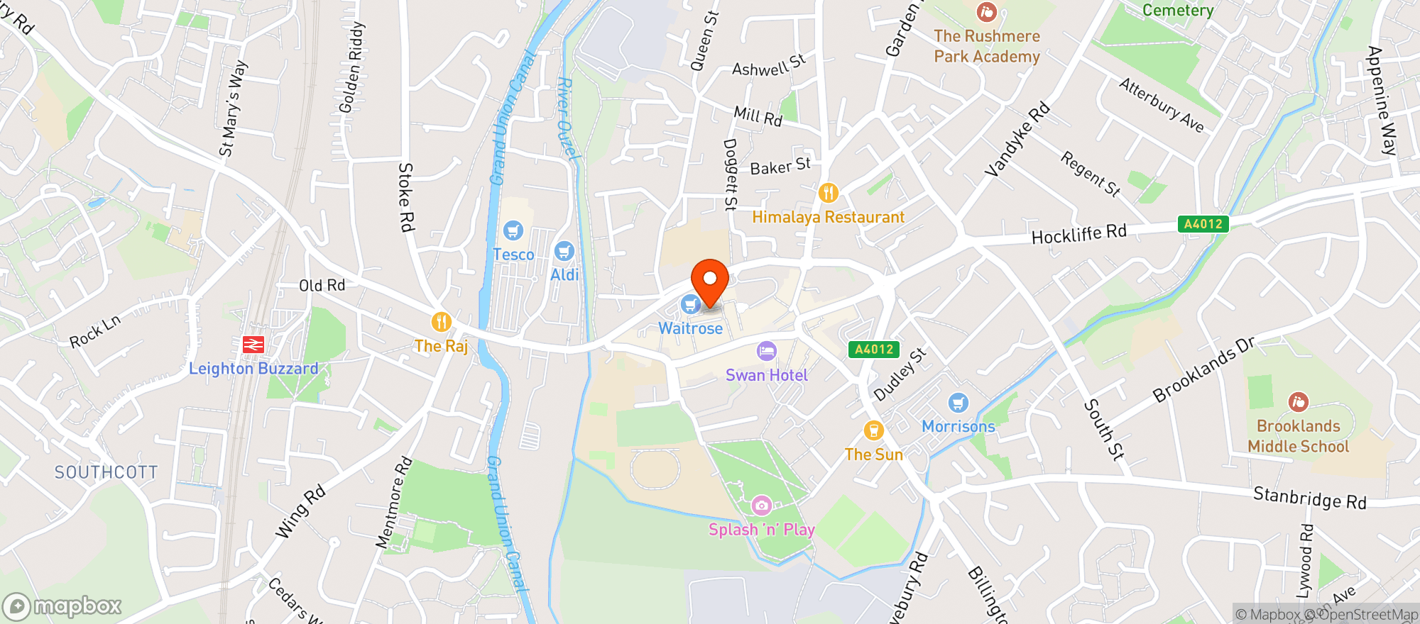 Map showing Waitrose Leighton Buzzard