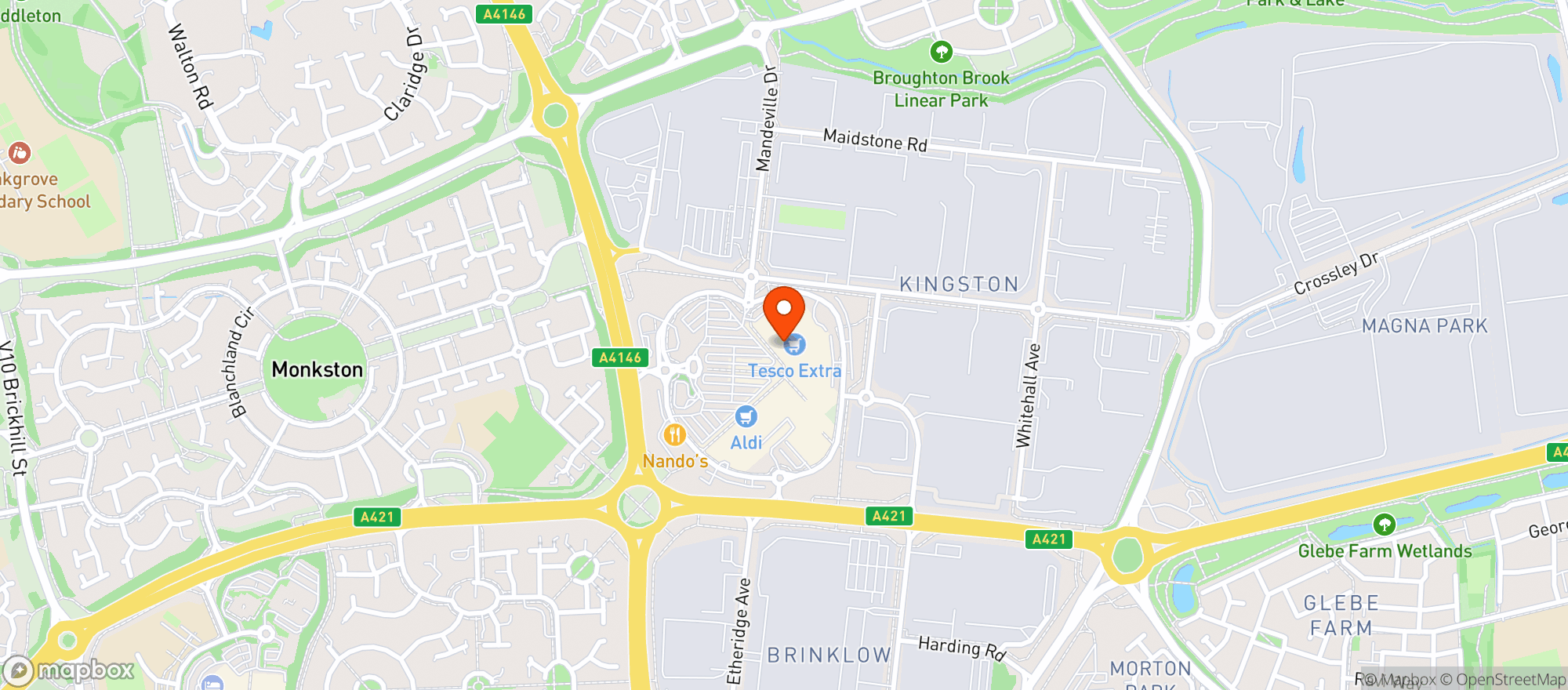 Map showing Tesco Extra Milton Keynes Kingston