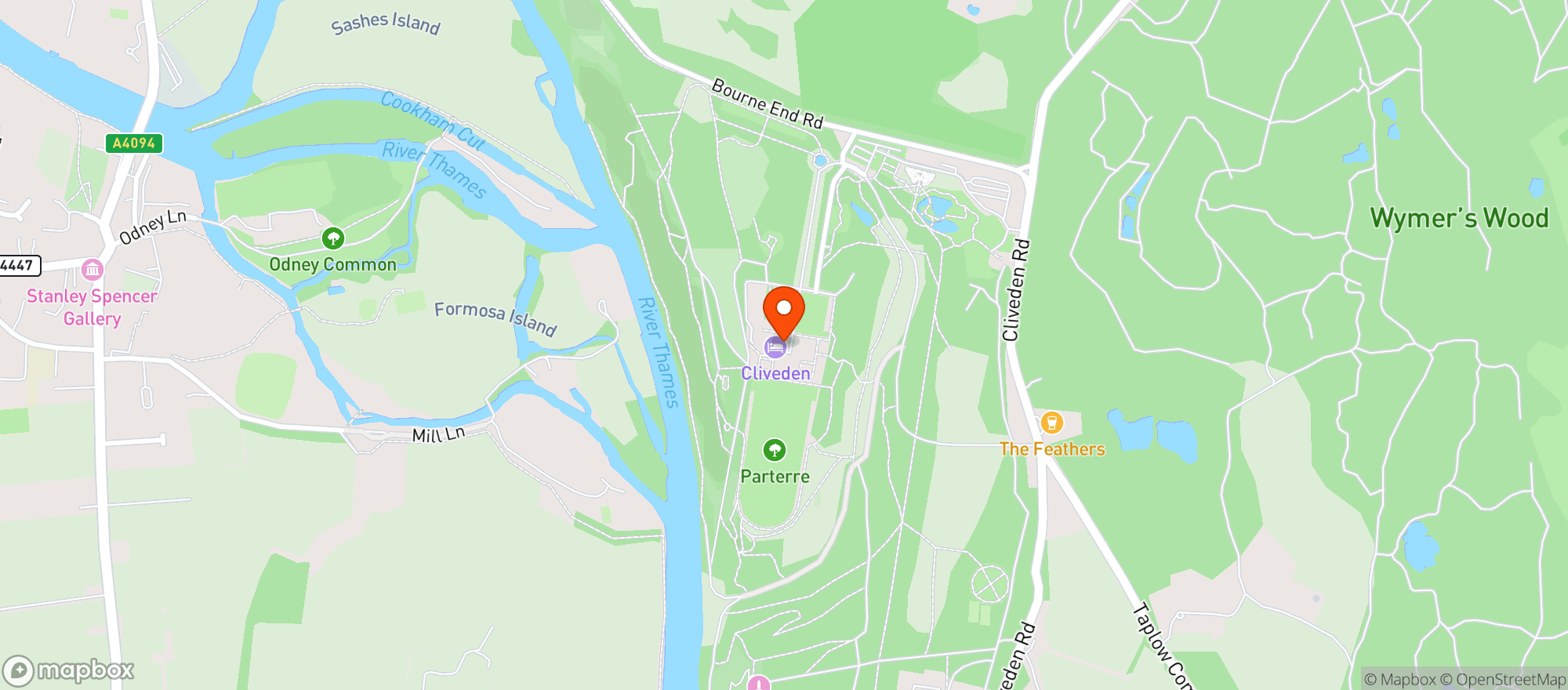 Map showing Cliveden, National Trust Gift Shop