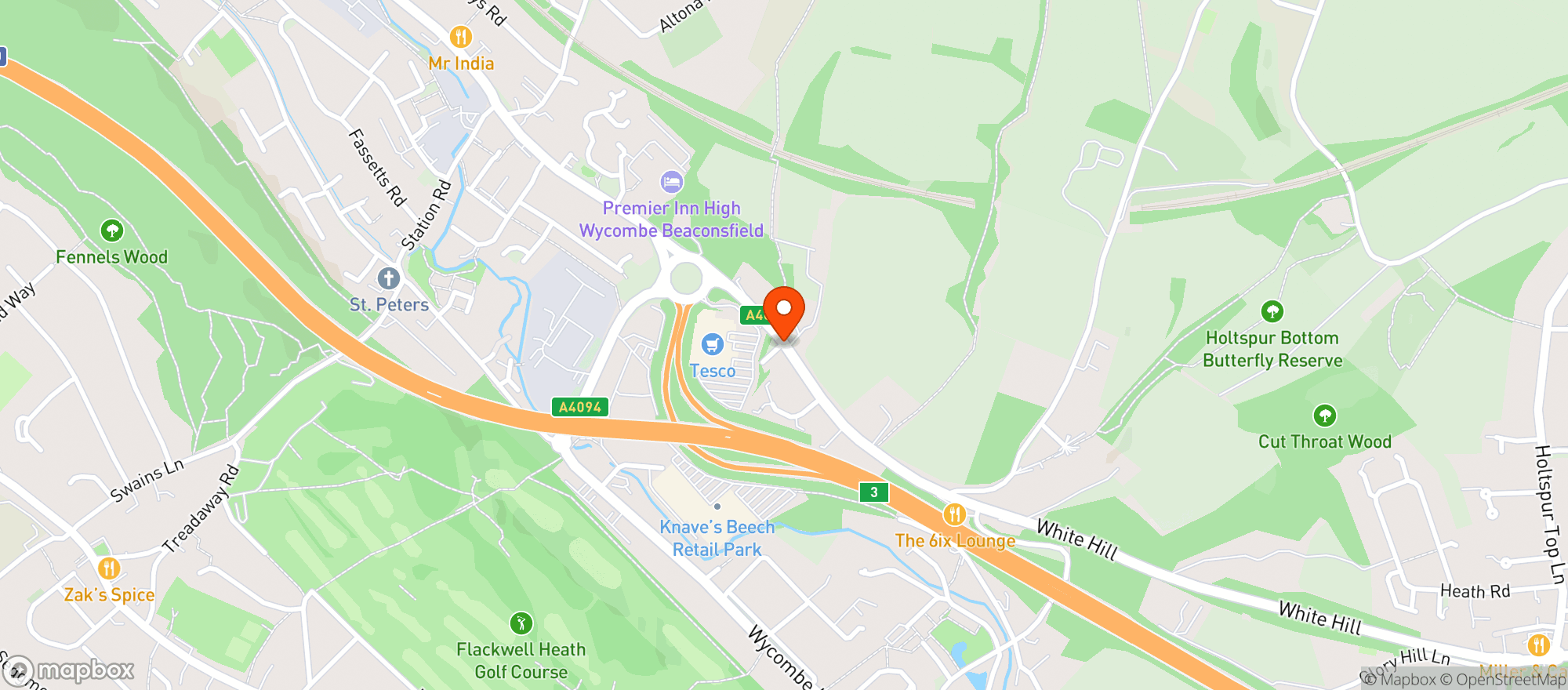 Map showing Tesco Superstore High Wycombe Loudwater