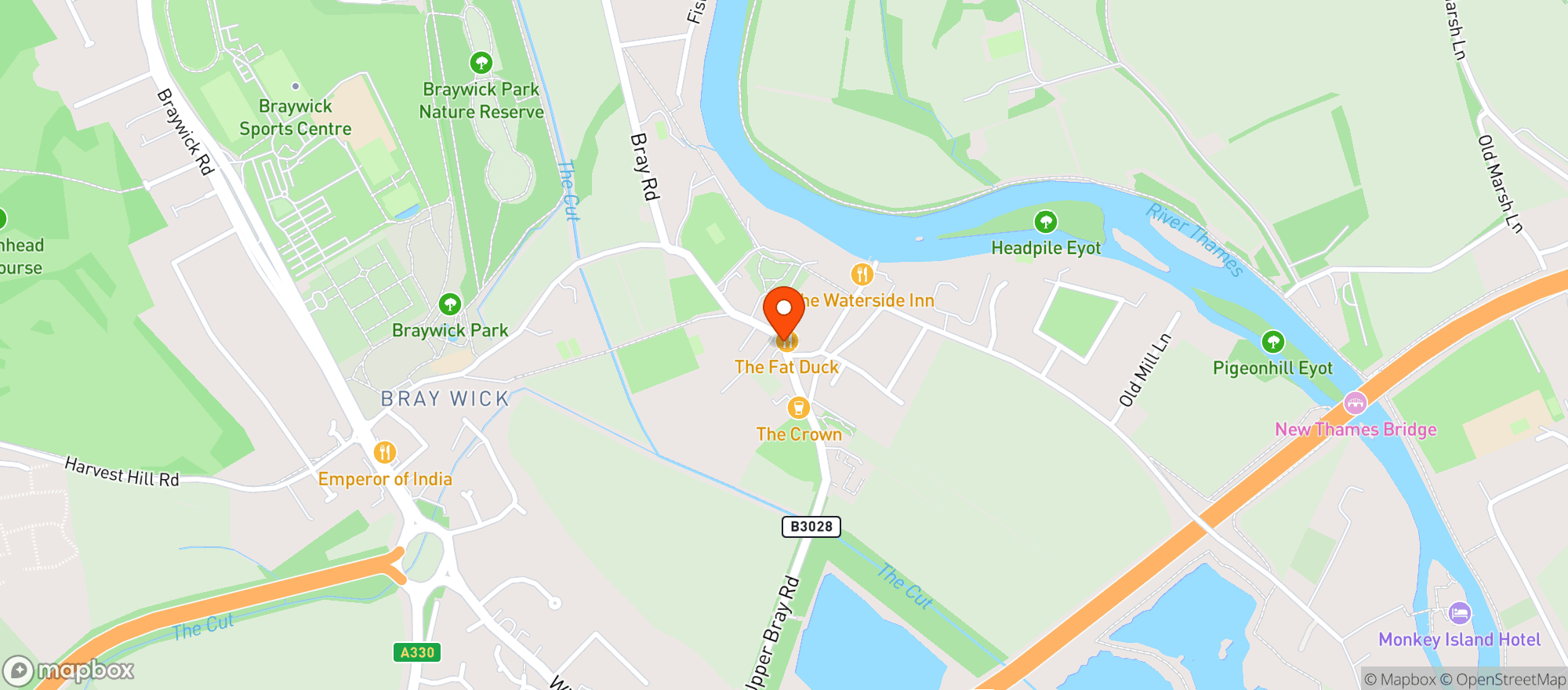 Map showing The Fat Duck
