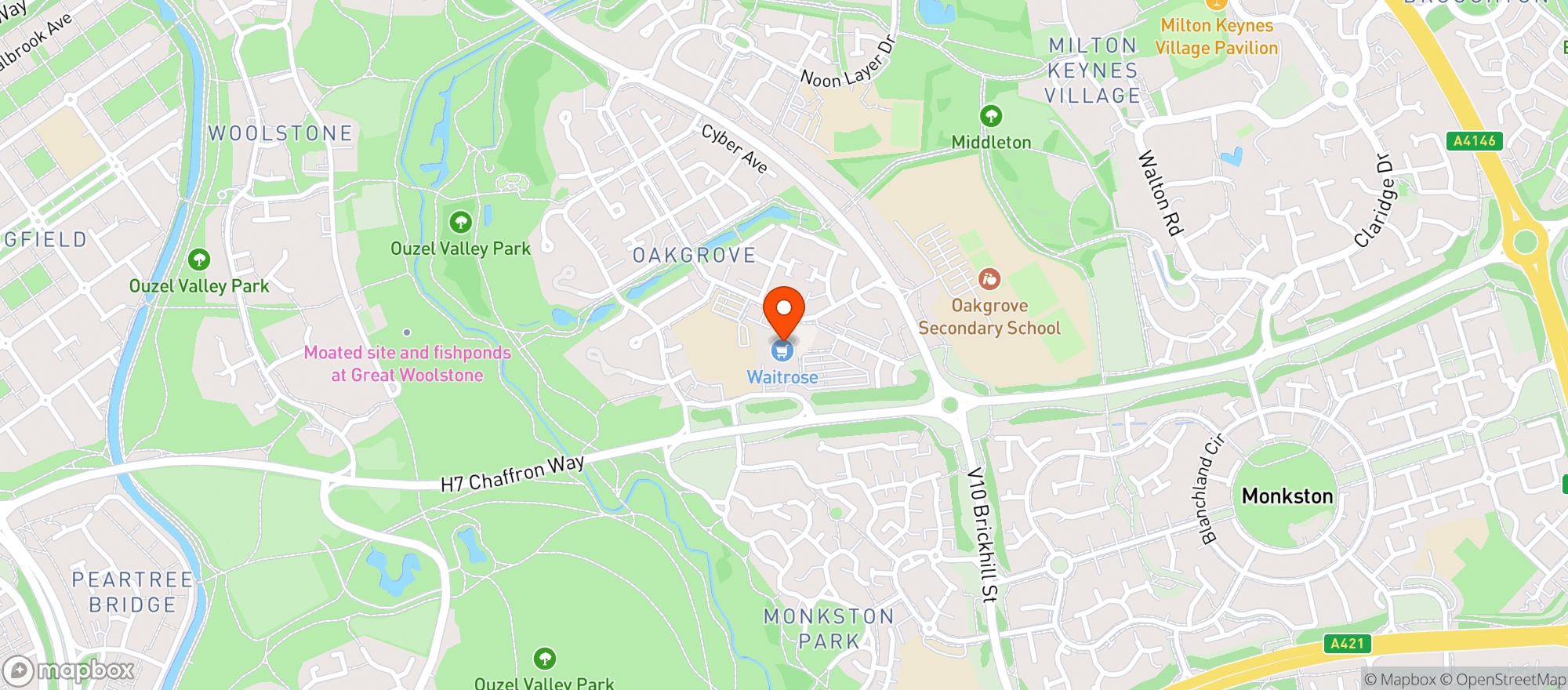 Map showing Waitrose Oakgrove