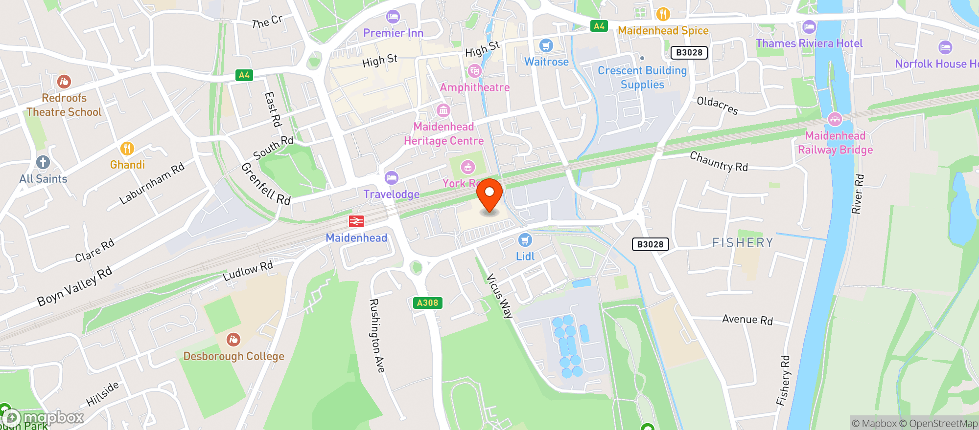 Map showing Waitrose Maidenhead