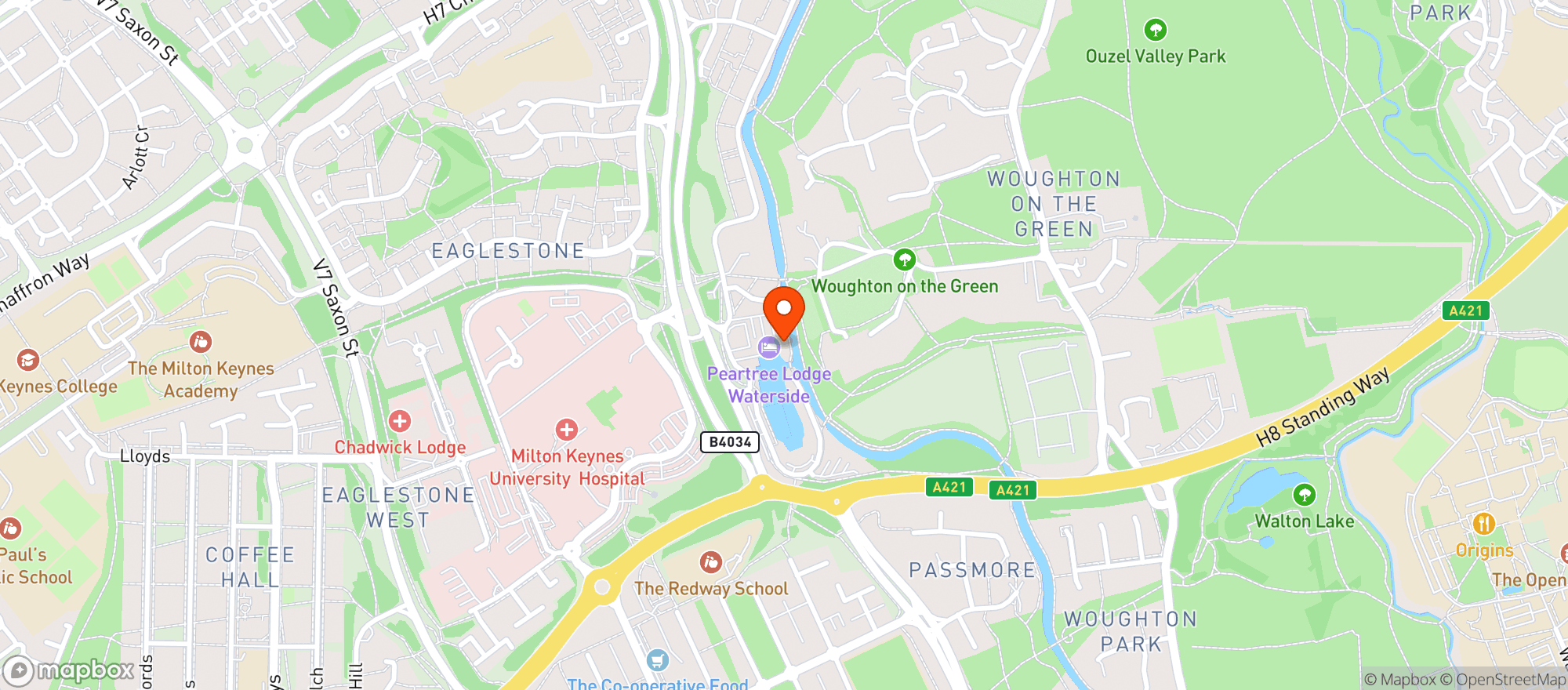 Map showing Peartree Bridge Inn