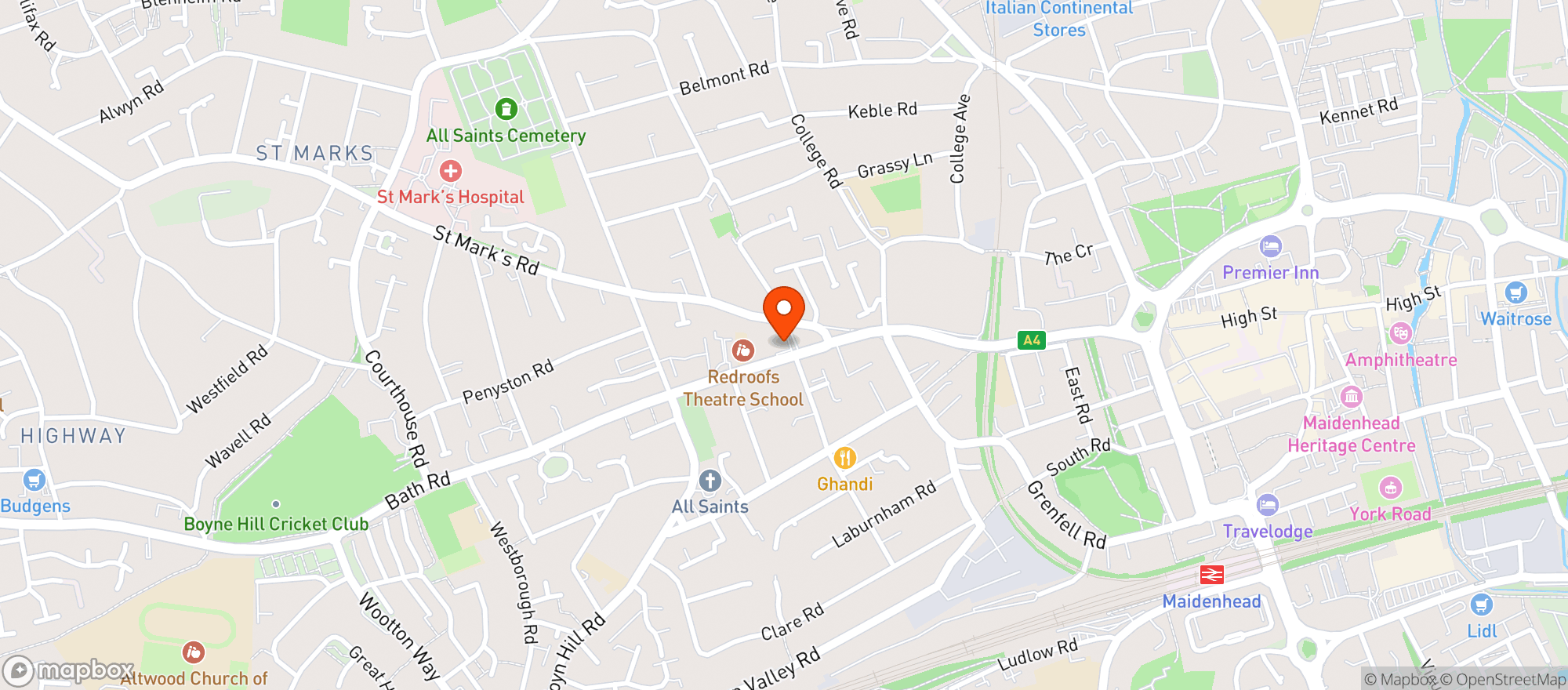 Map showing Majestic Wine Maidenhead
