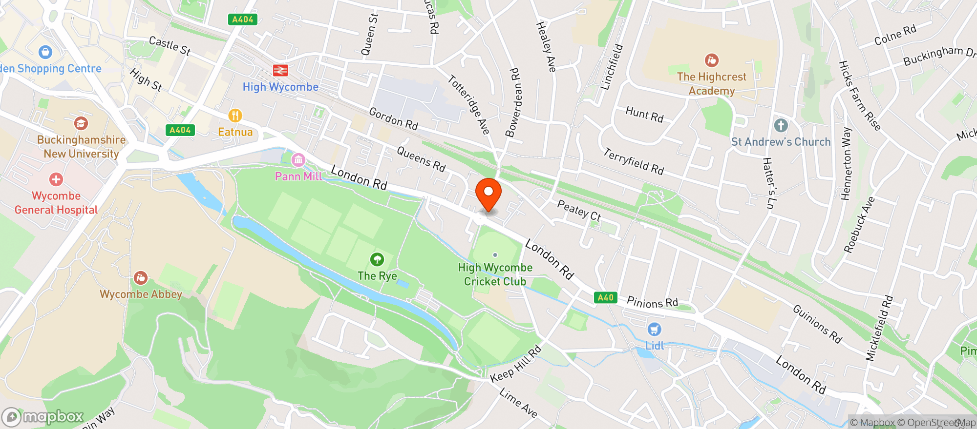 Map showing Majestic High Wycombe