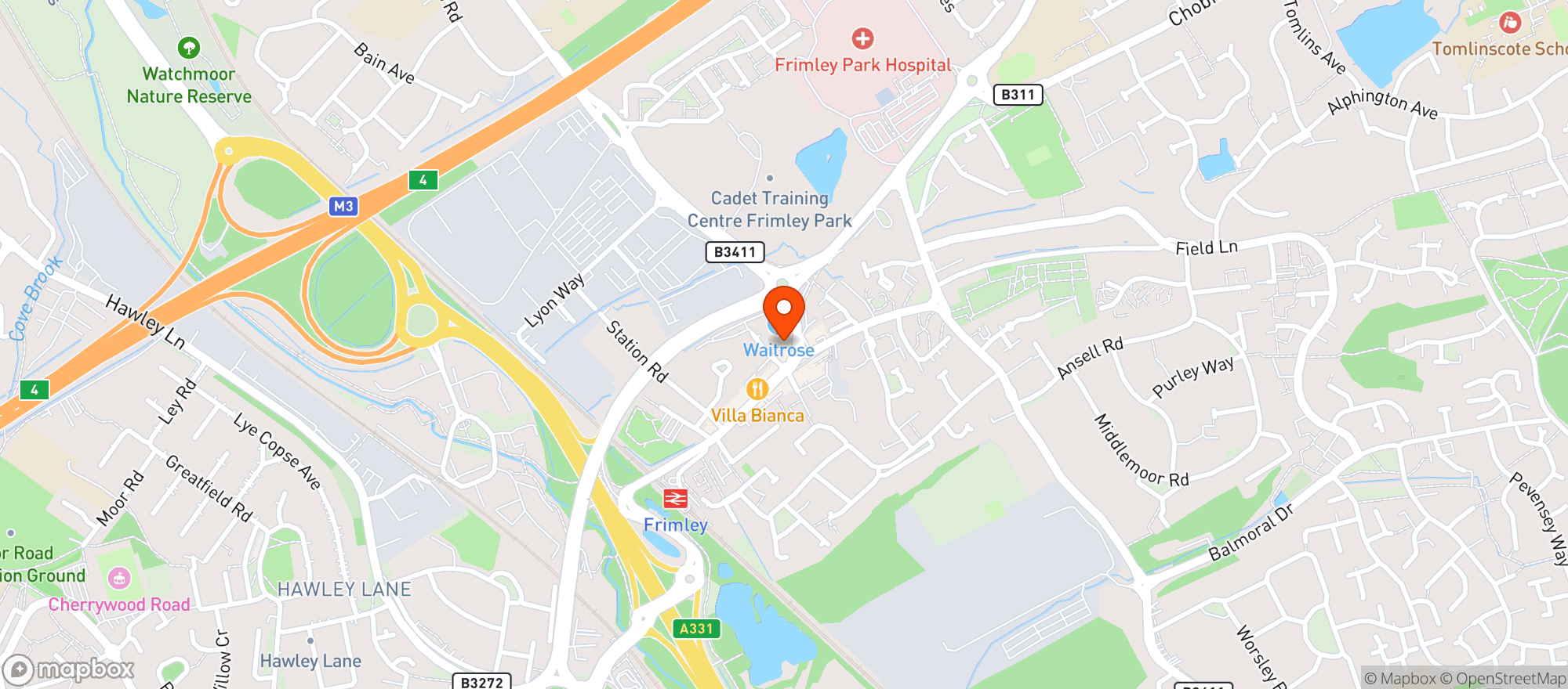 Map showing Waitrose Rimley