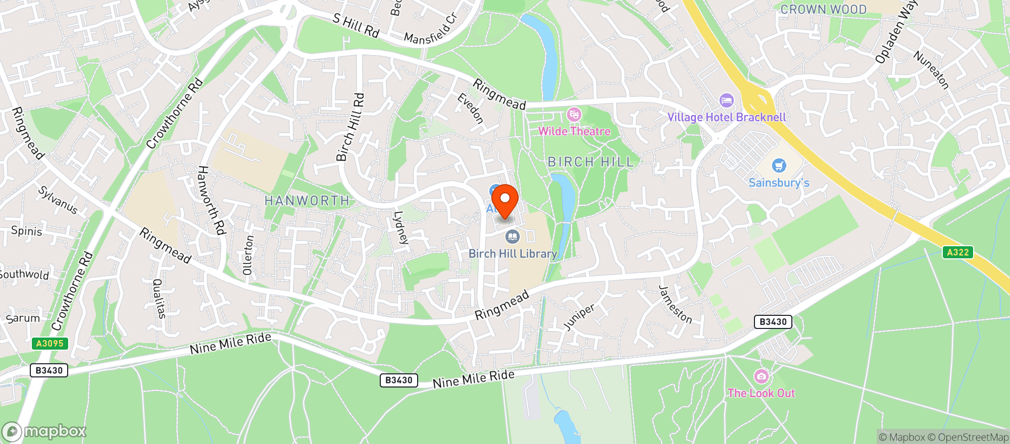 Map showing Sainsburys Bagshot Road