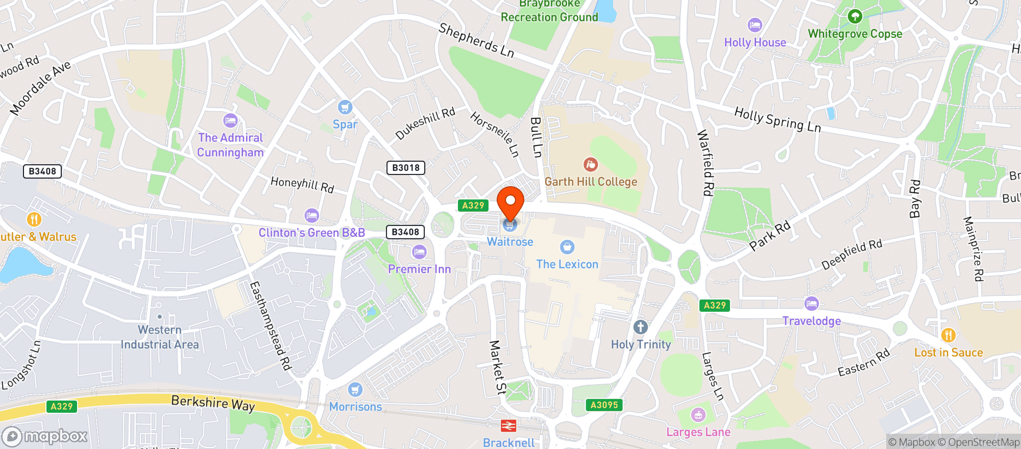 Map showing Waitrose Bracknell