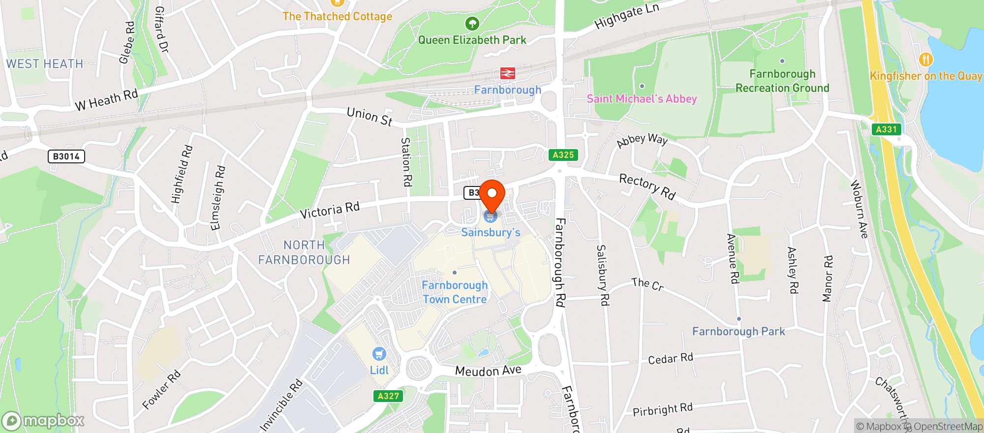 Map showing Sainsburys Farnborough