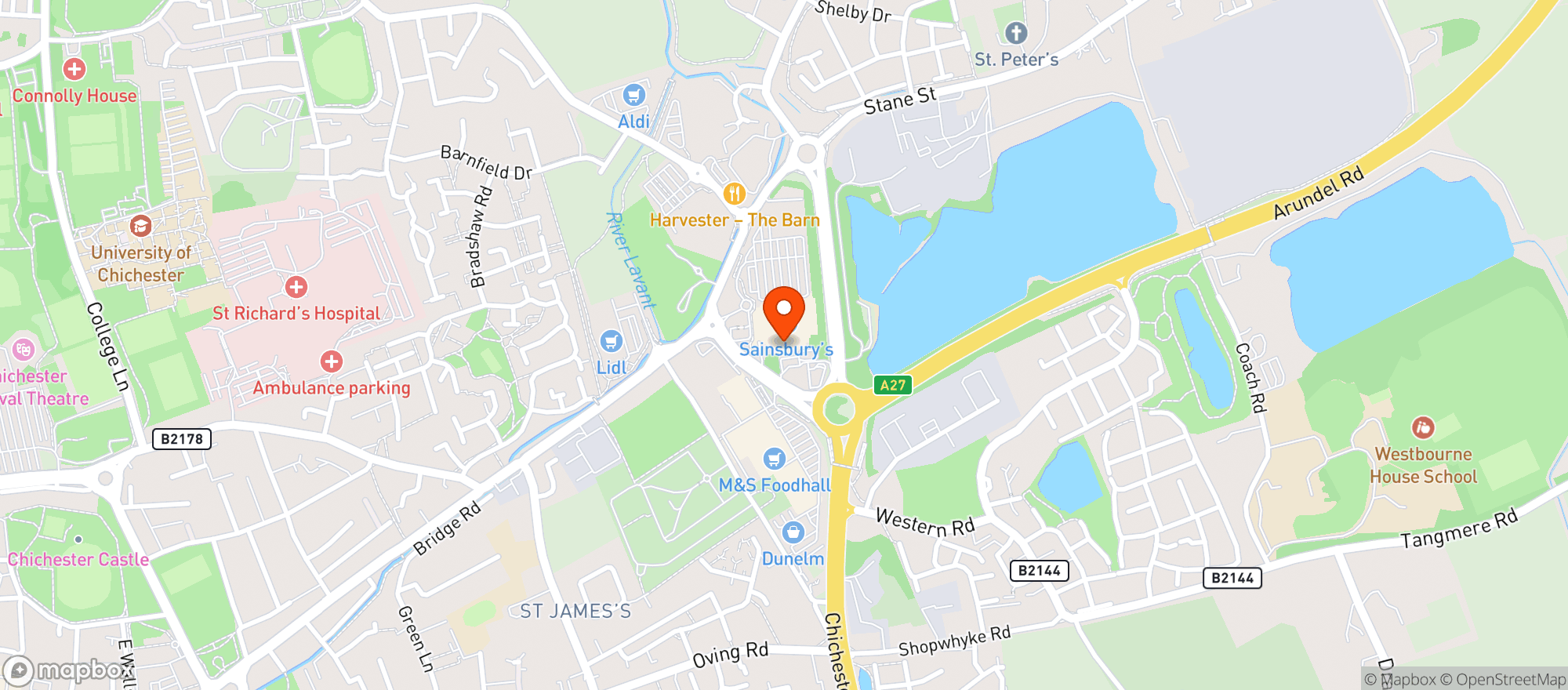 Map showing Sainsburys Chichester
