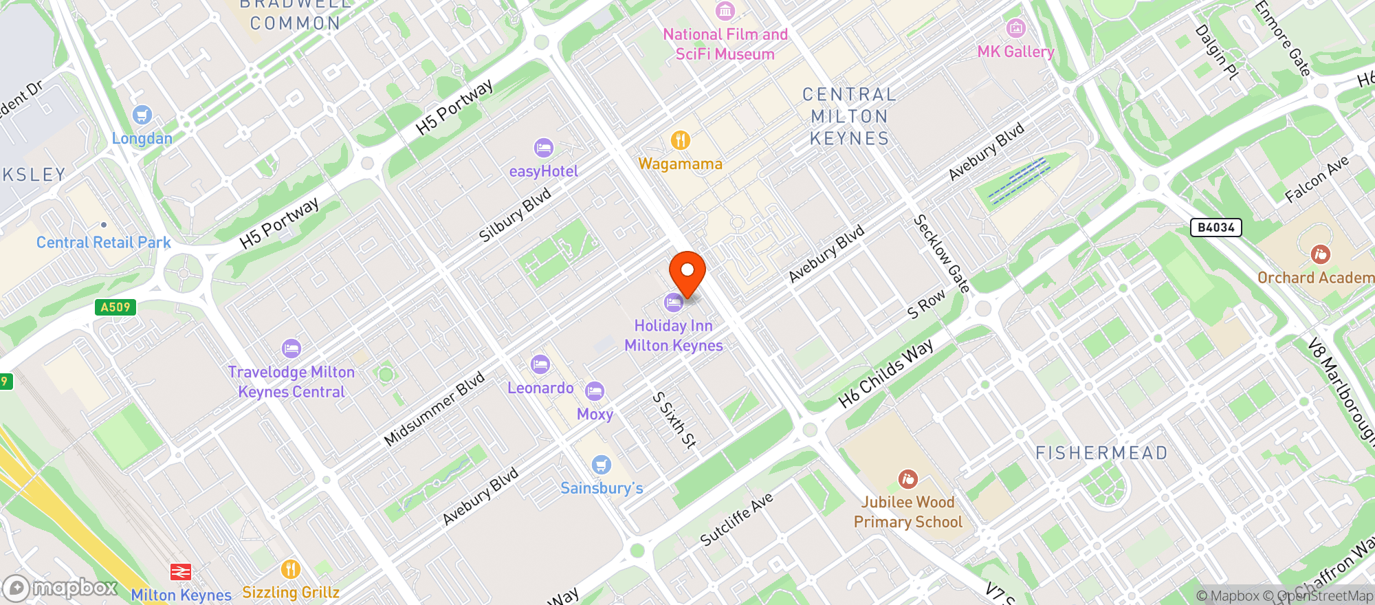 Map showing Holiday Inn Milton Keynes