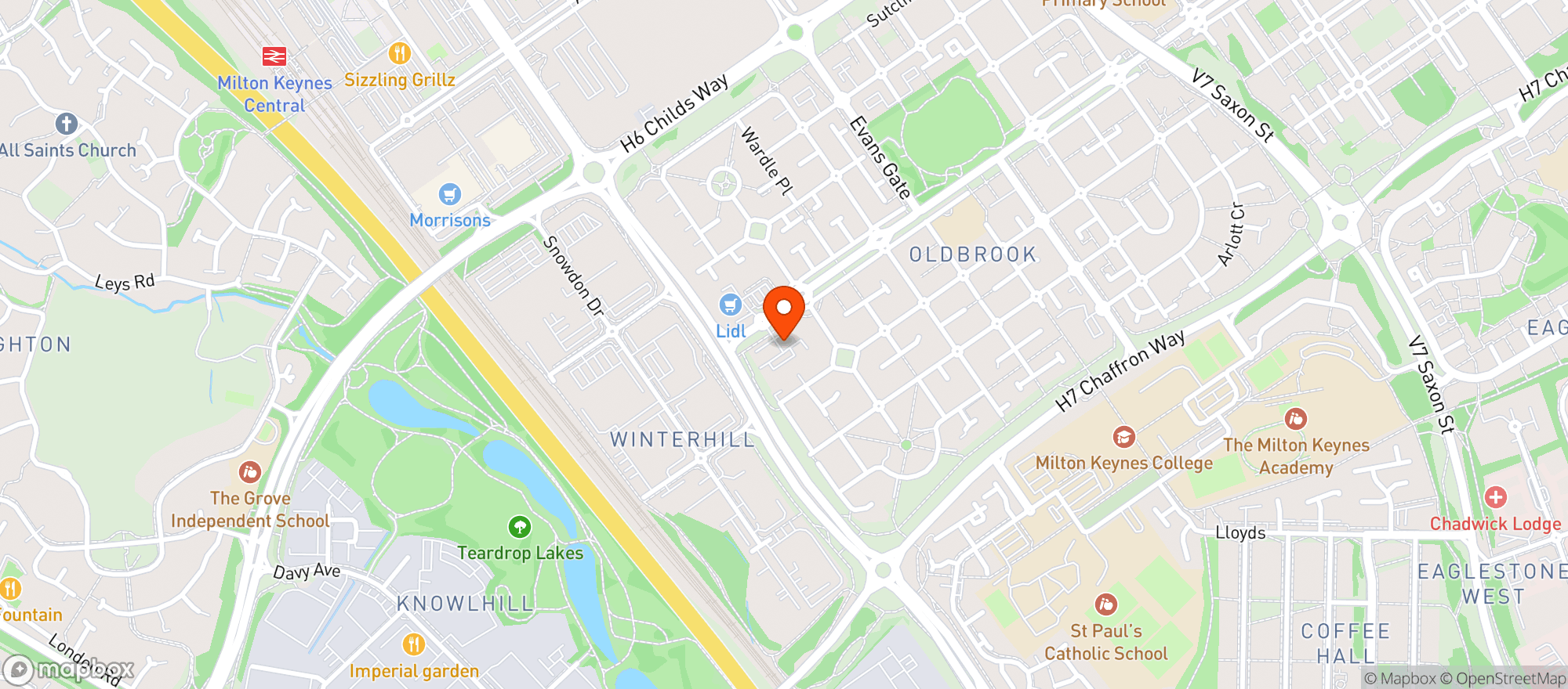Map showing Majestic Milton Keynes