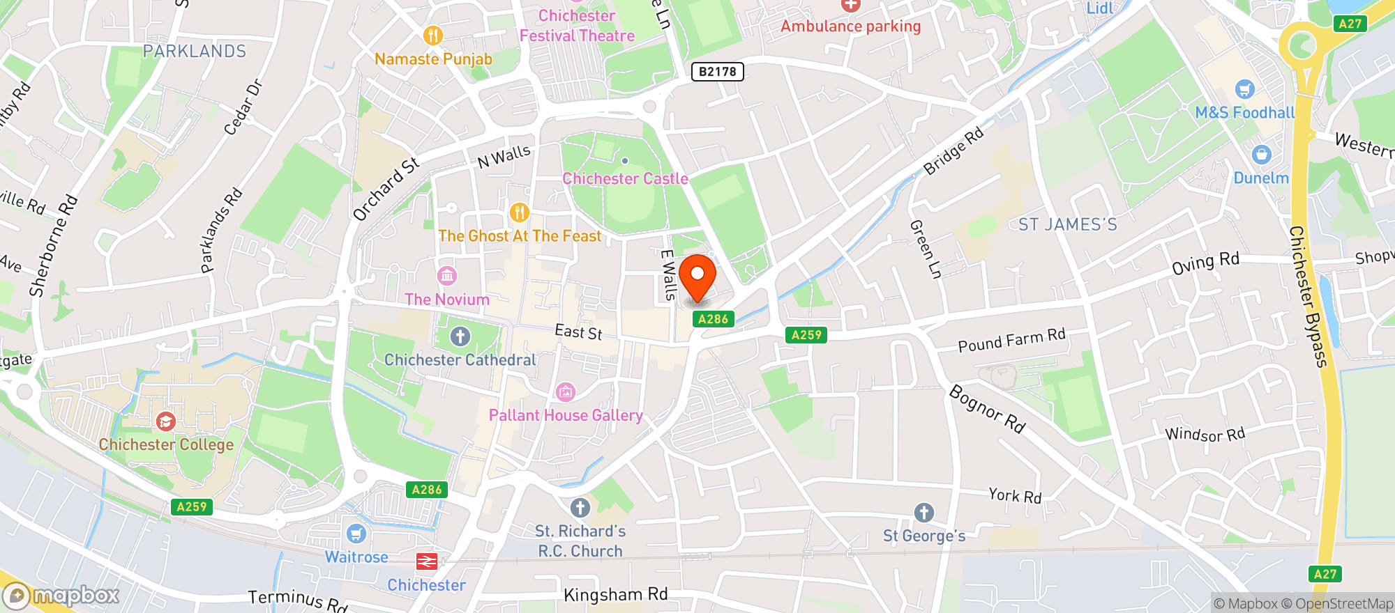 Map showing Brasserie Blanc - Chichester