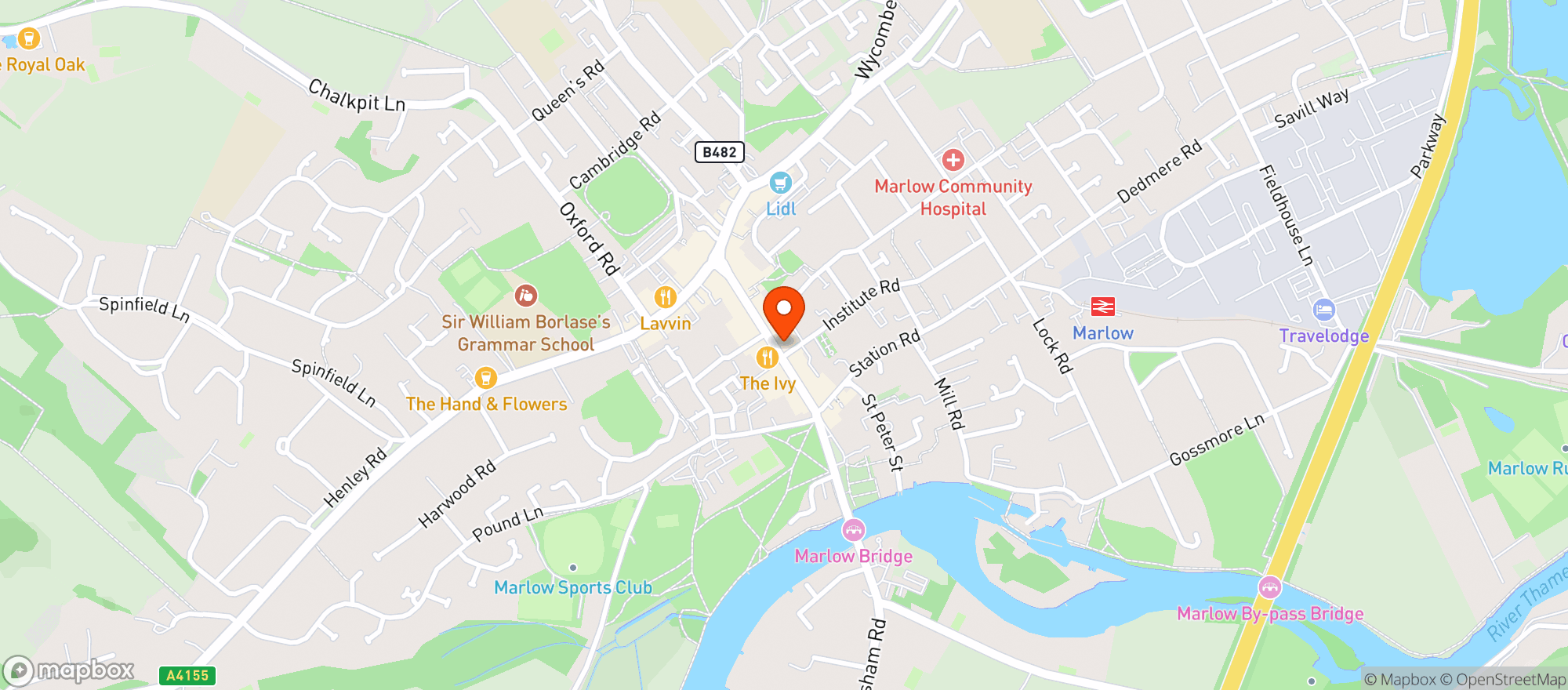 Map showing The Chequers Marlow