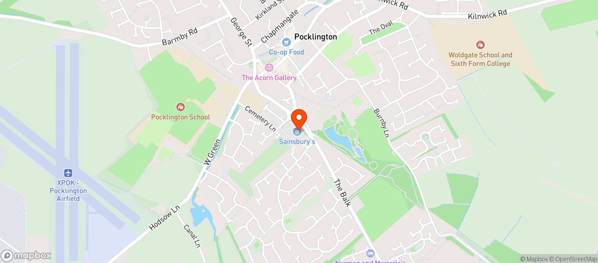 Map showing Sainsburys Pocklington