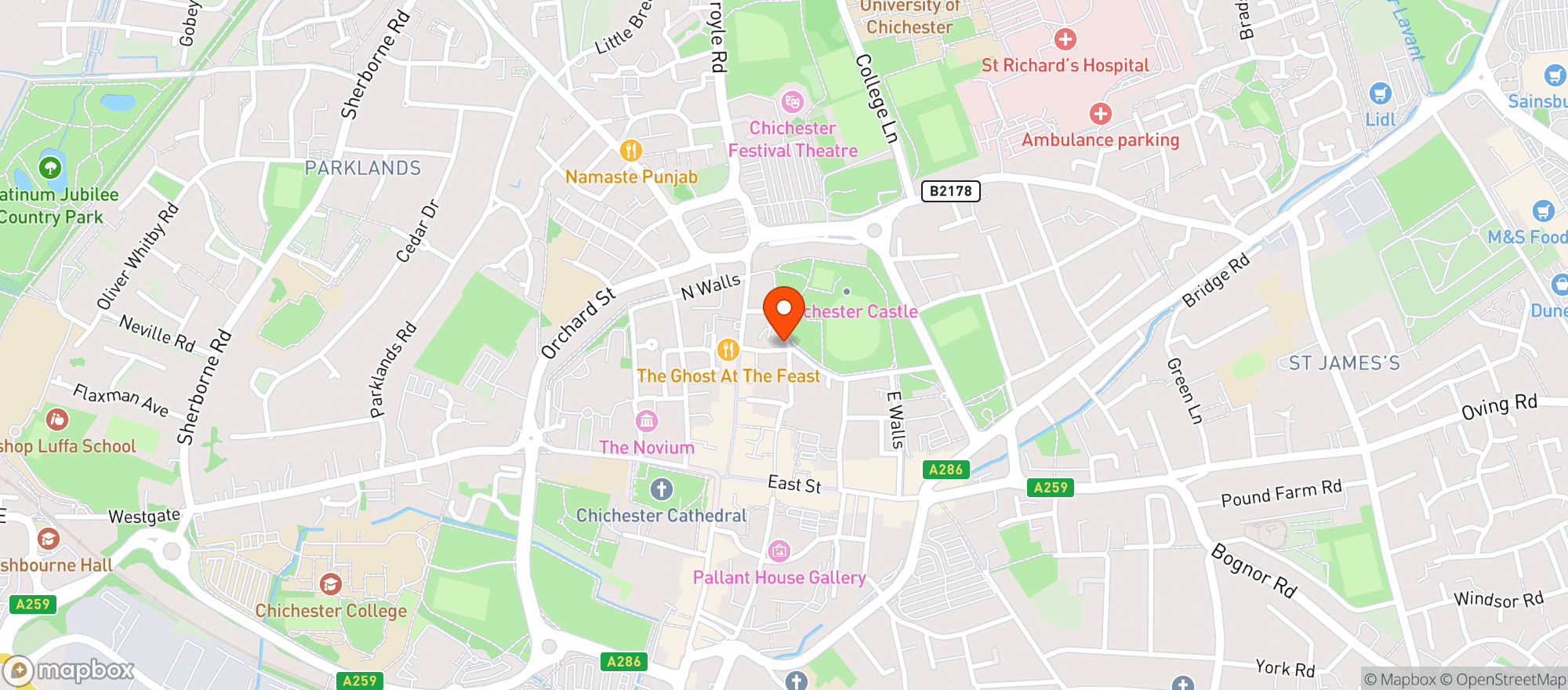 Map showing The Park Tavern