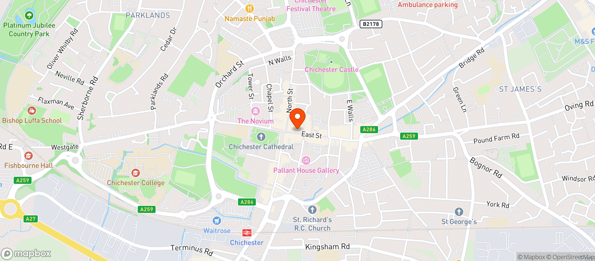 Map showing Waitrose Chichester
