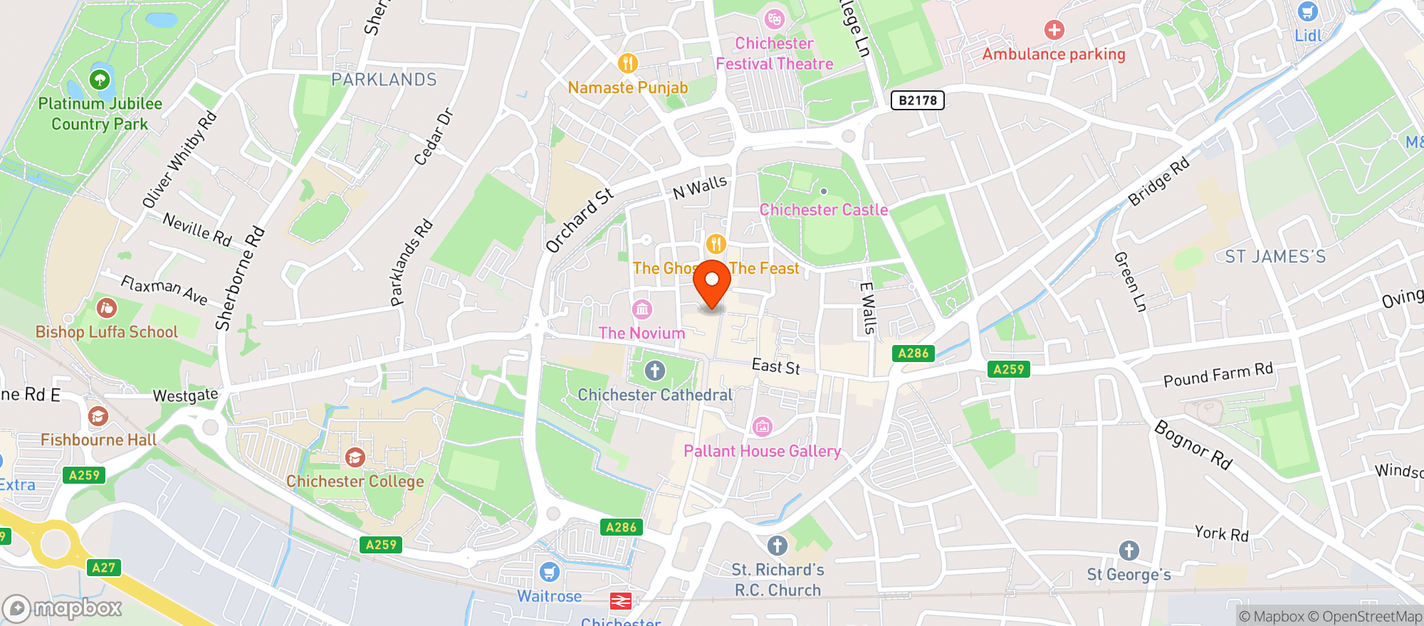 Map showing M&s