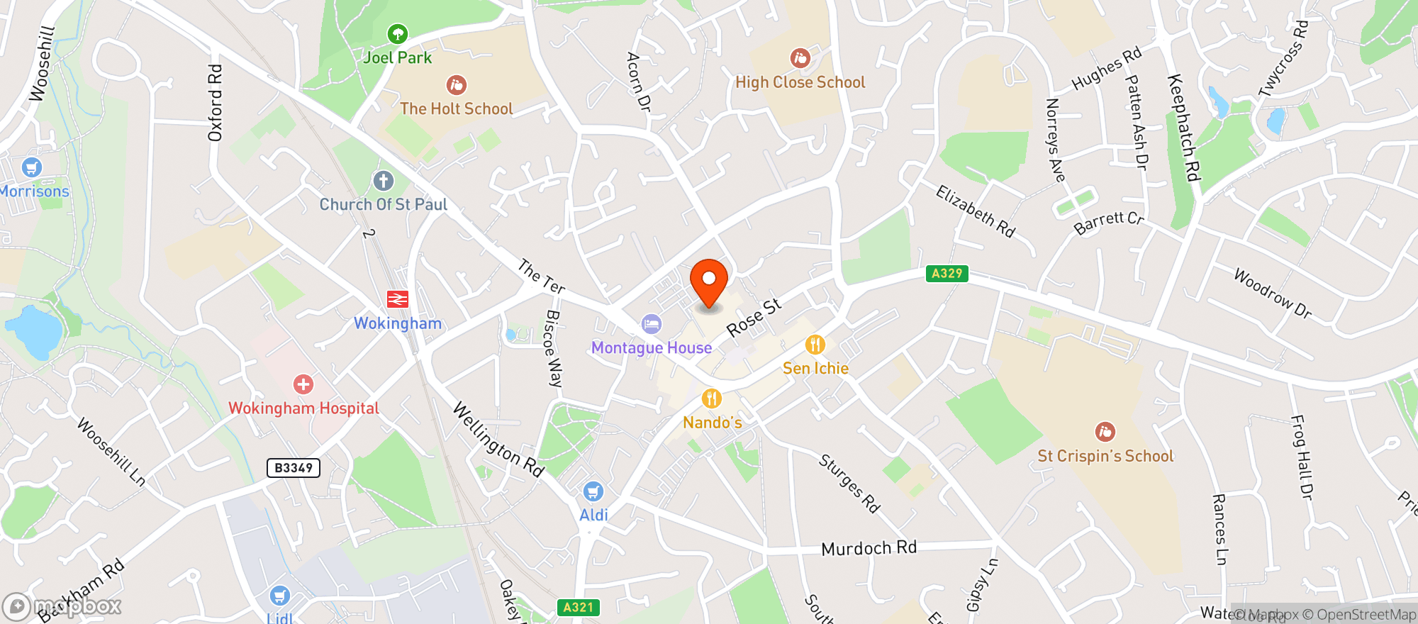 Map showing Waitrose Wokingham