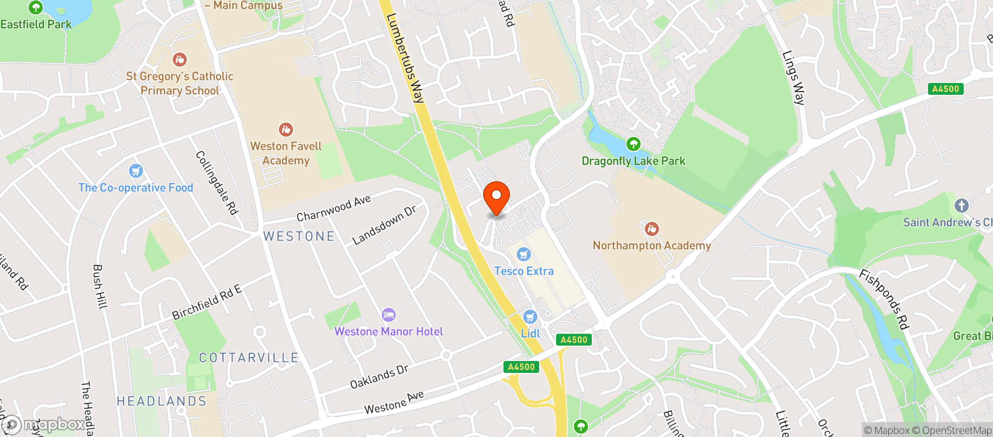 Map showing Tesco