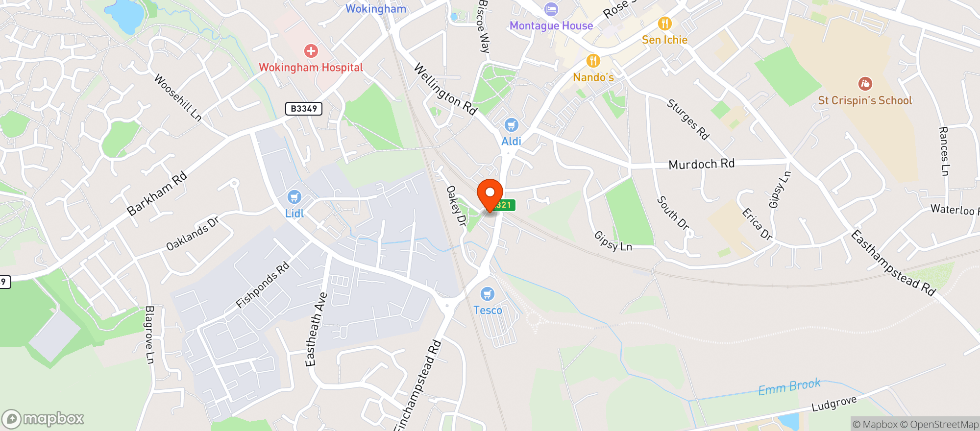 Map showing Majestic Wokingham