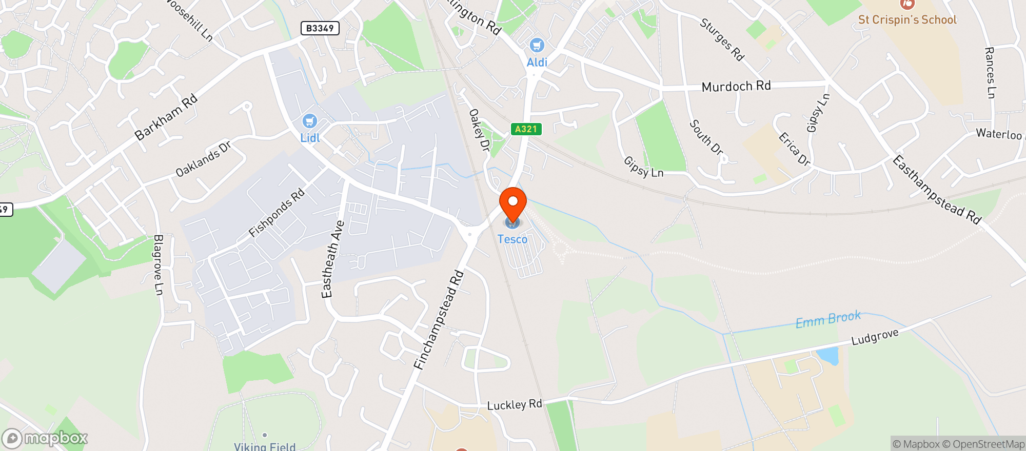 Map showing Tesco Superstore Wokingham