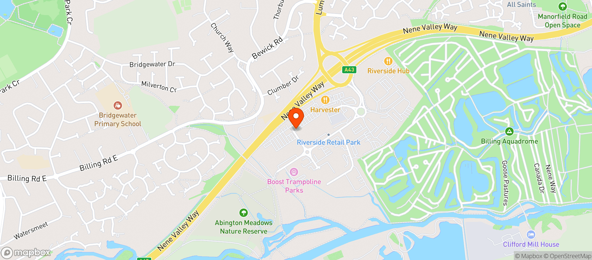 Map showing Harvester - Nene Valley