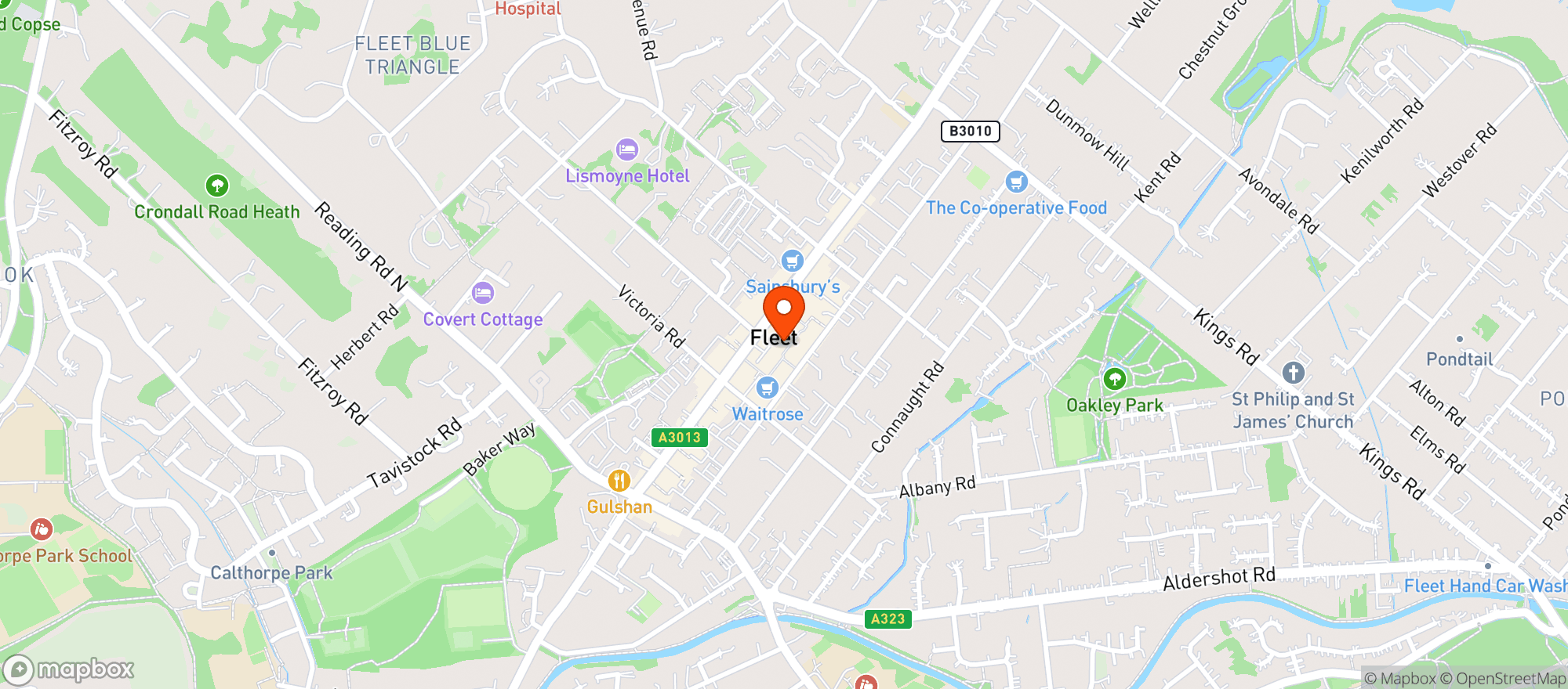 Map showing Waitrose Fleet