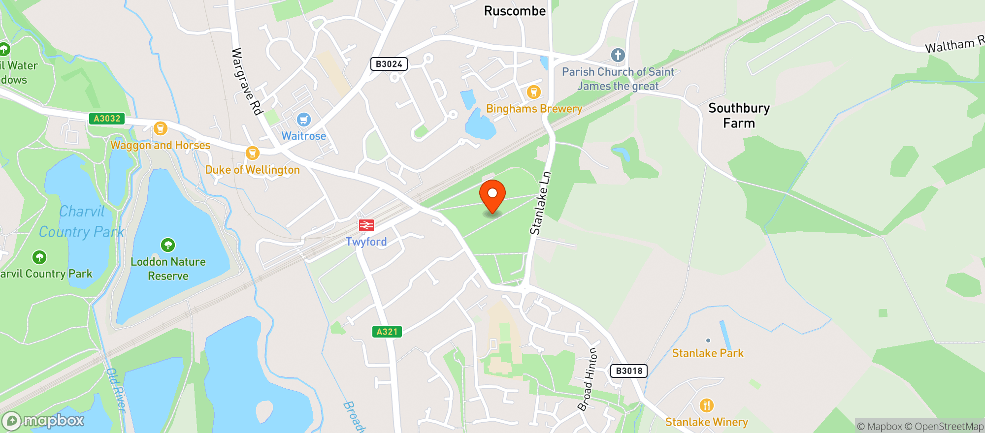 Map showing Twyford Beer Festival