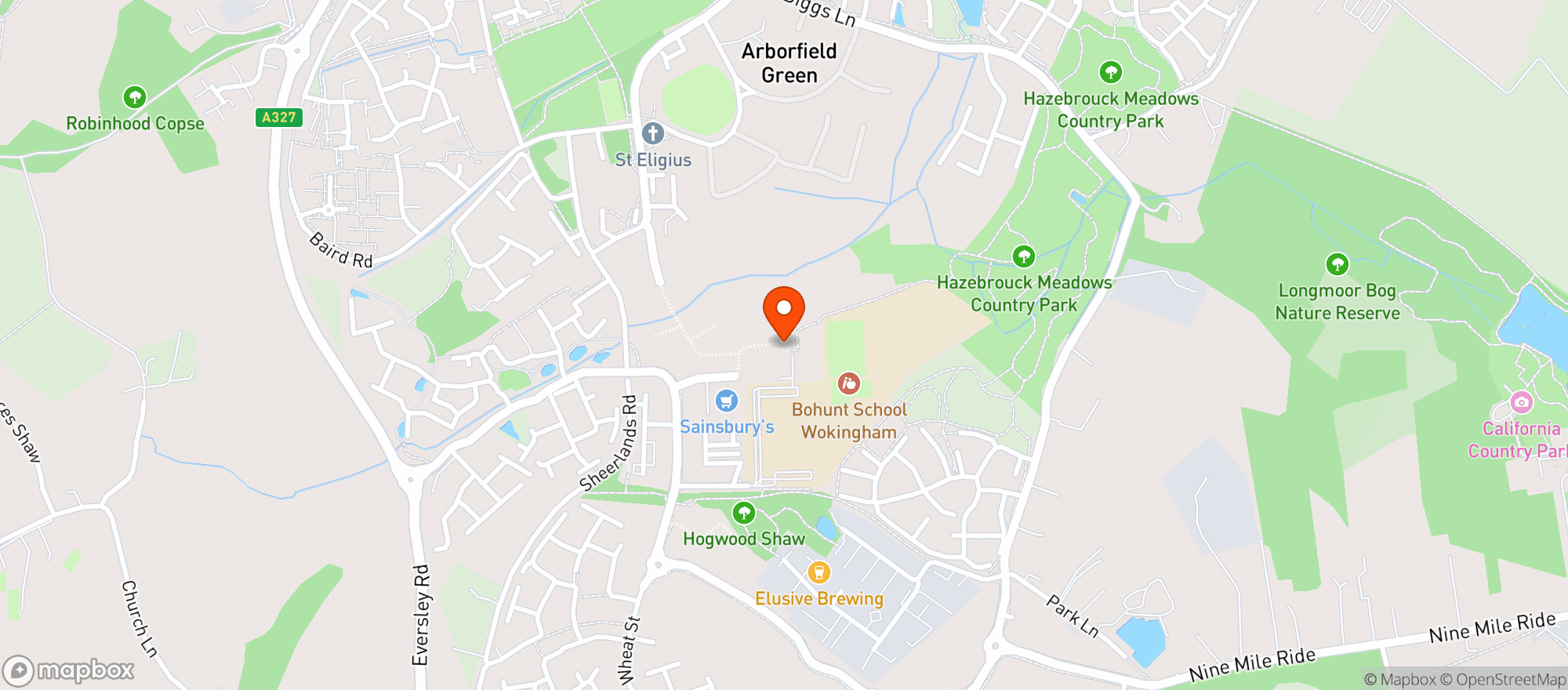 Map showing Sainsburys Arborfield