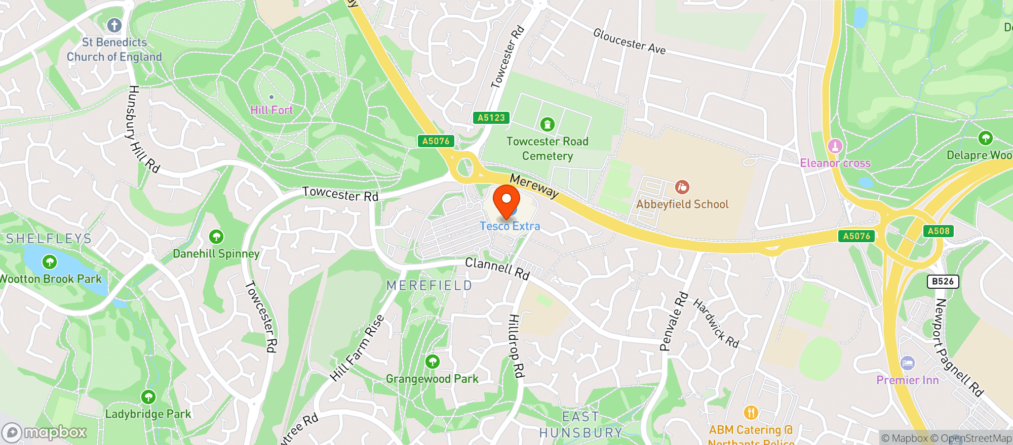 Map showing Tesco