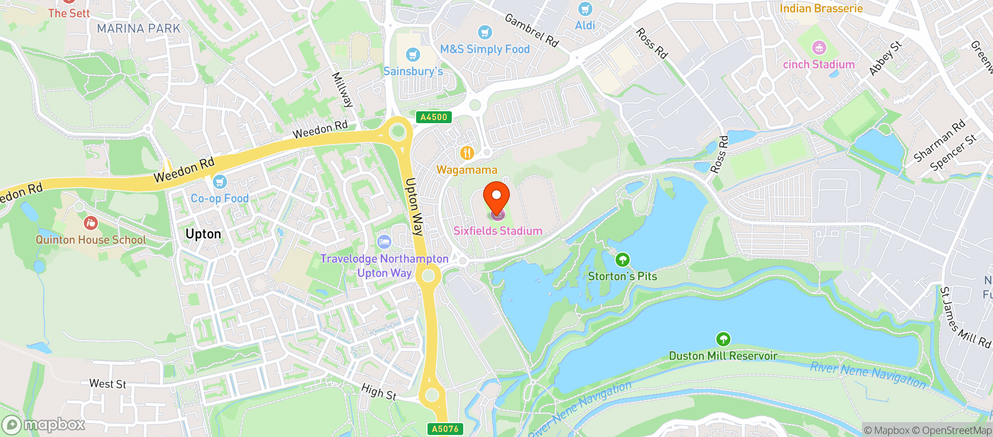 Map showing M&s