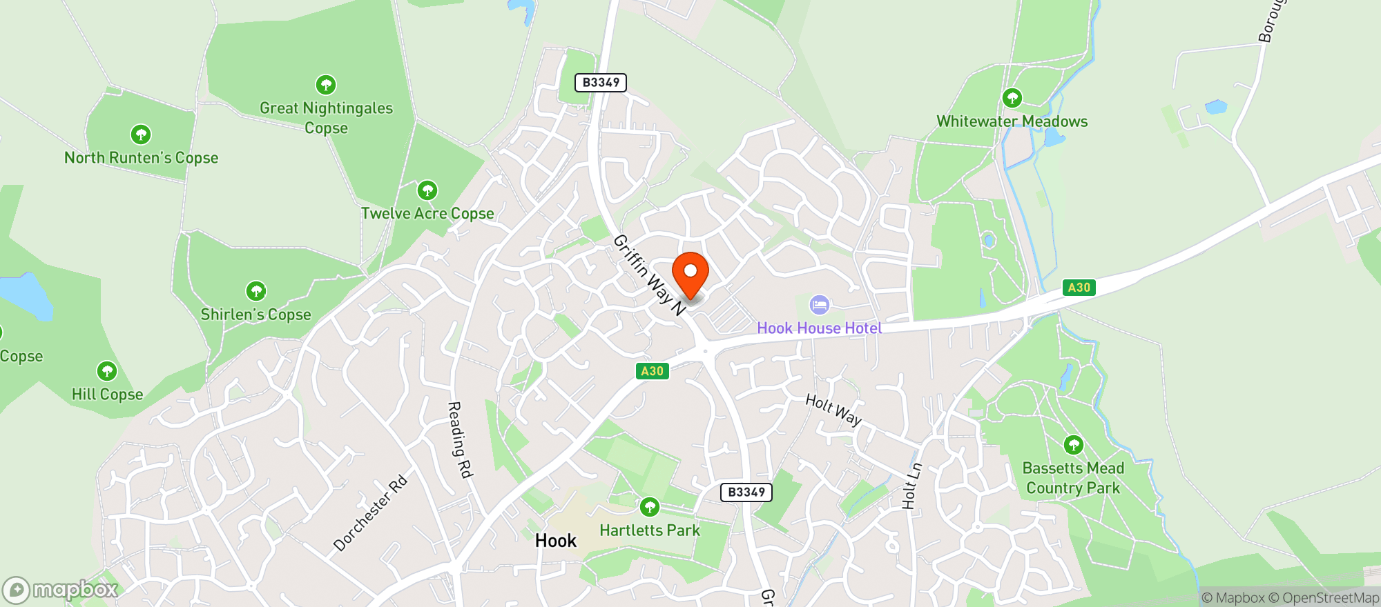 Map showing Sainsburys Hook
