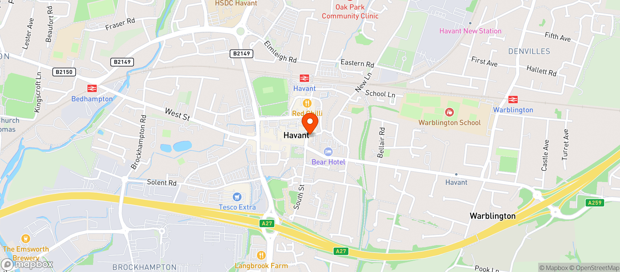 Map showing Waitrose Havant