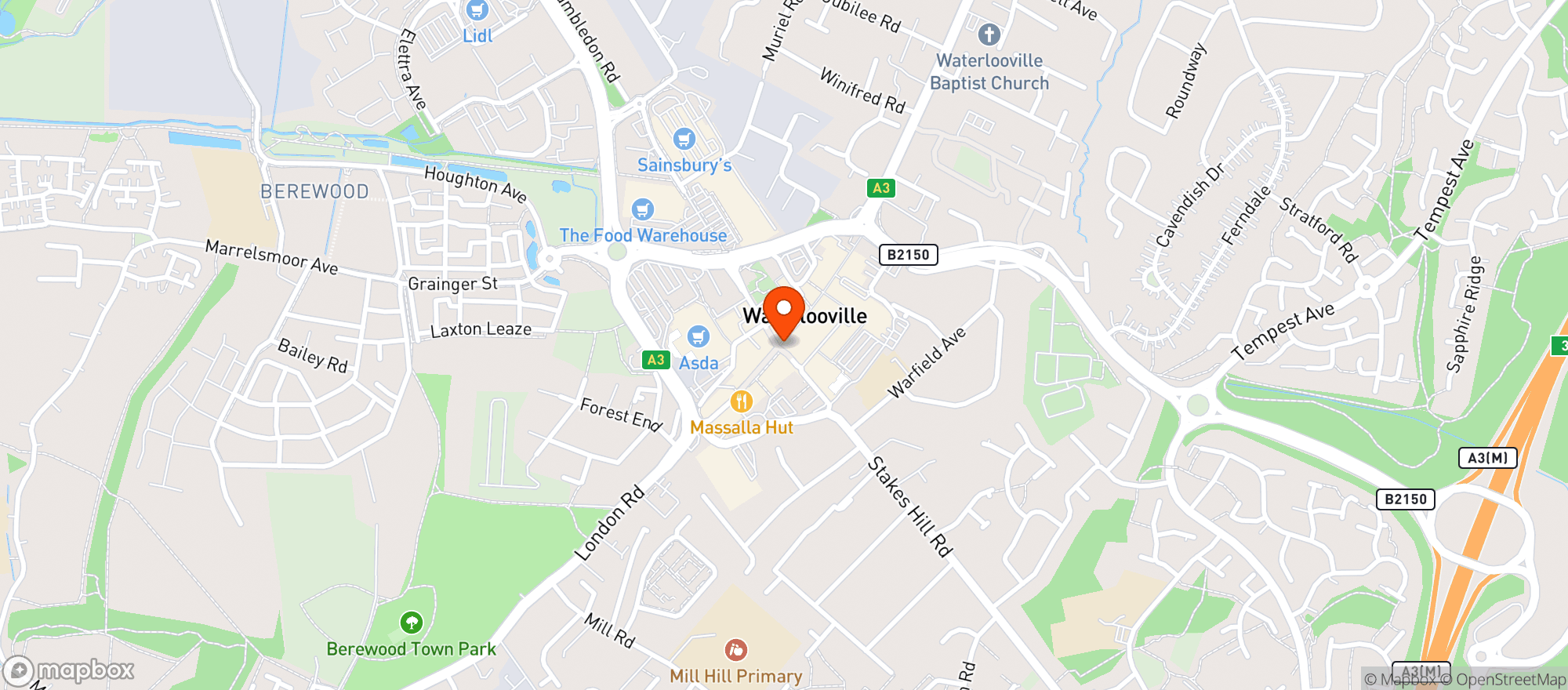 Map showing M&s