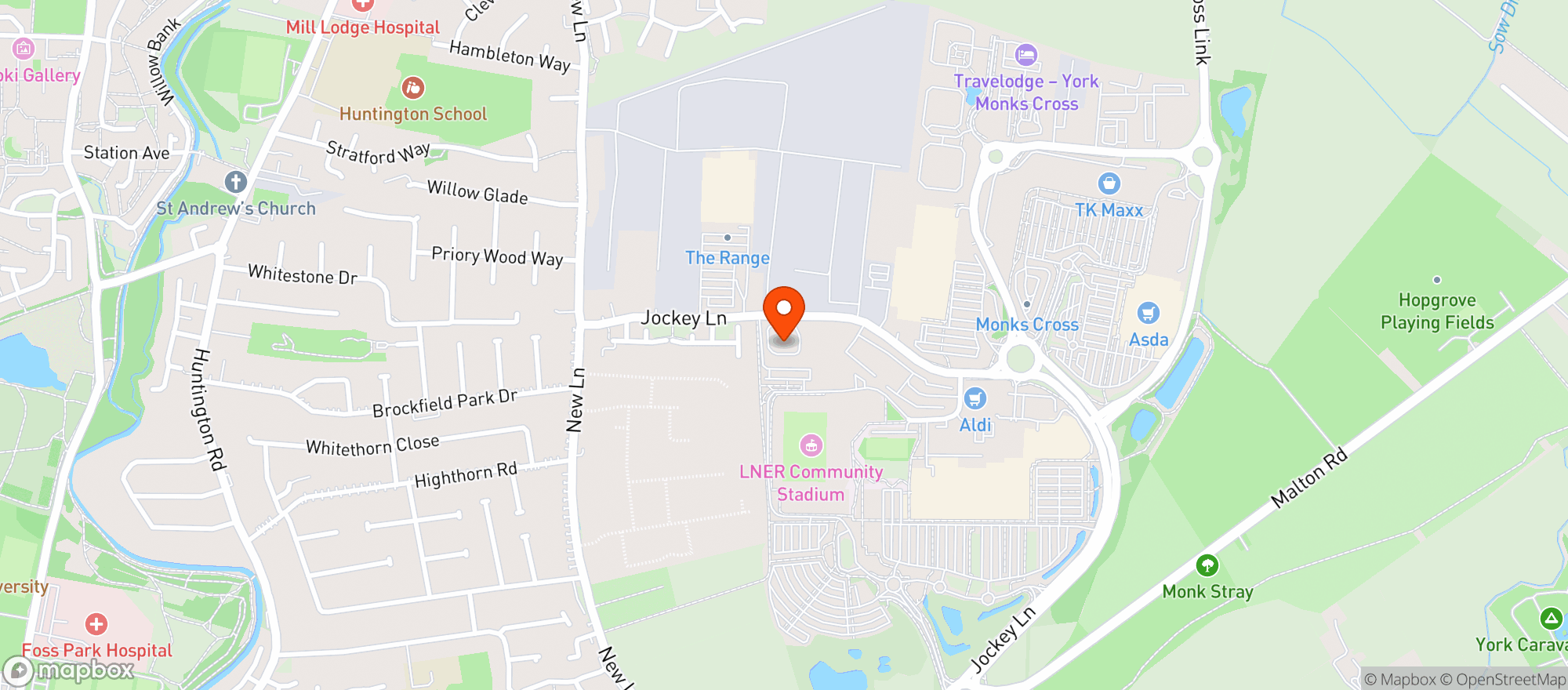 Map showing Sainsburys Monks Cross