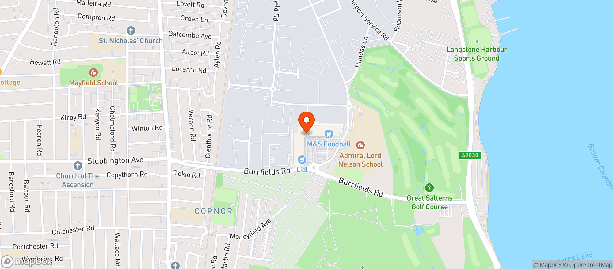 Map showing M&s