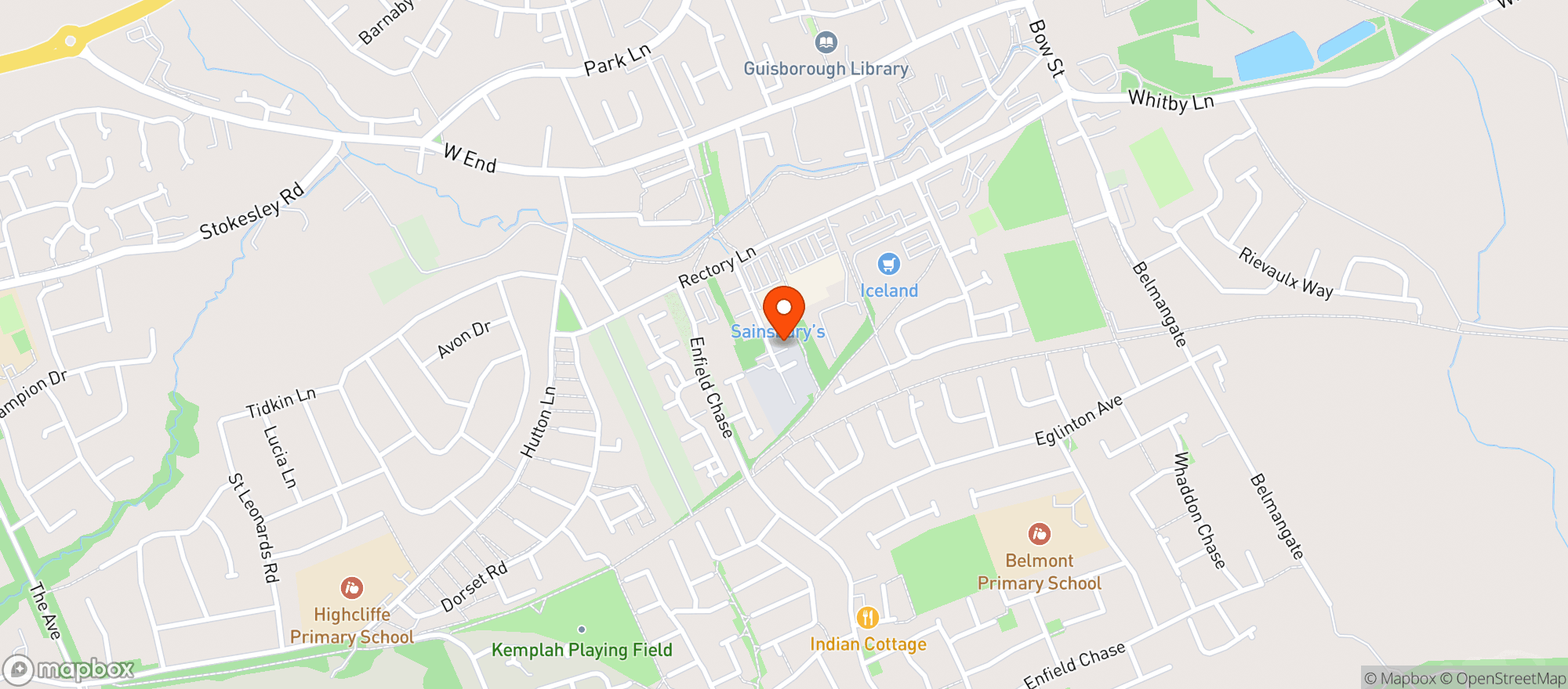 Map showing Sainsburys Guisborough