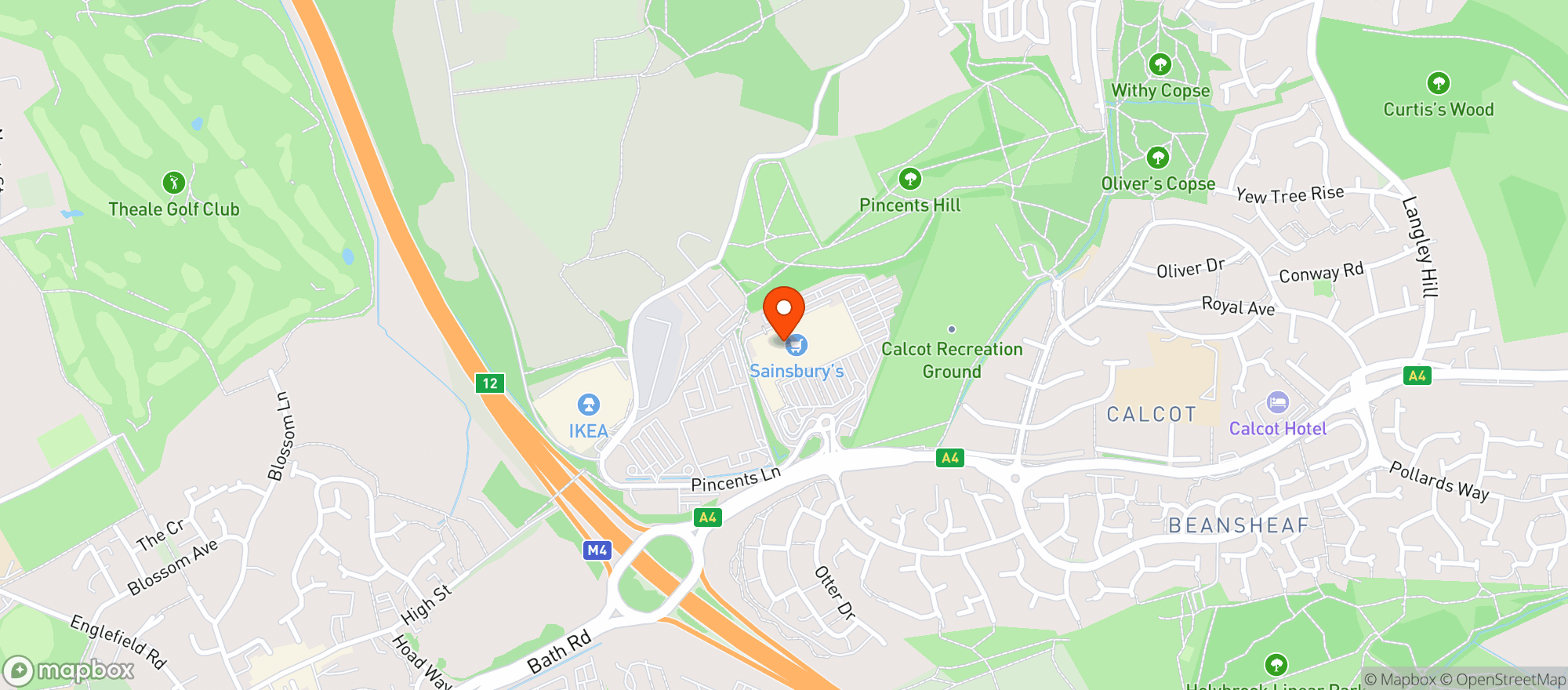 Map showing Sainsburys Calcot