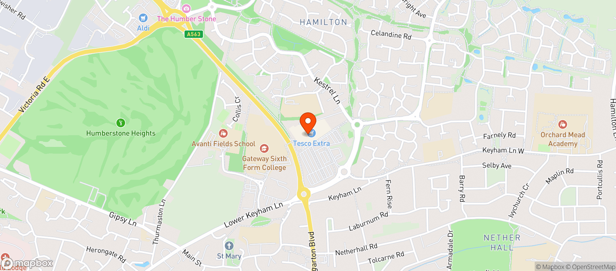 Map showing Tesco
