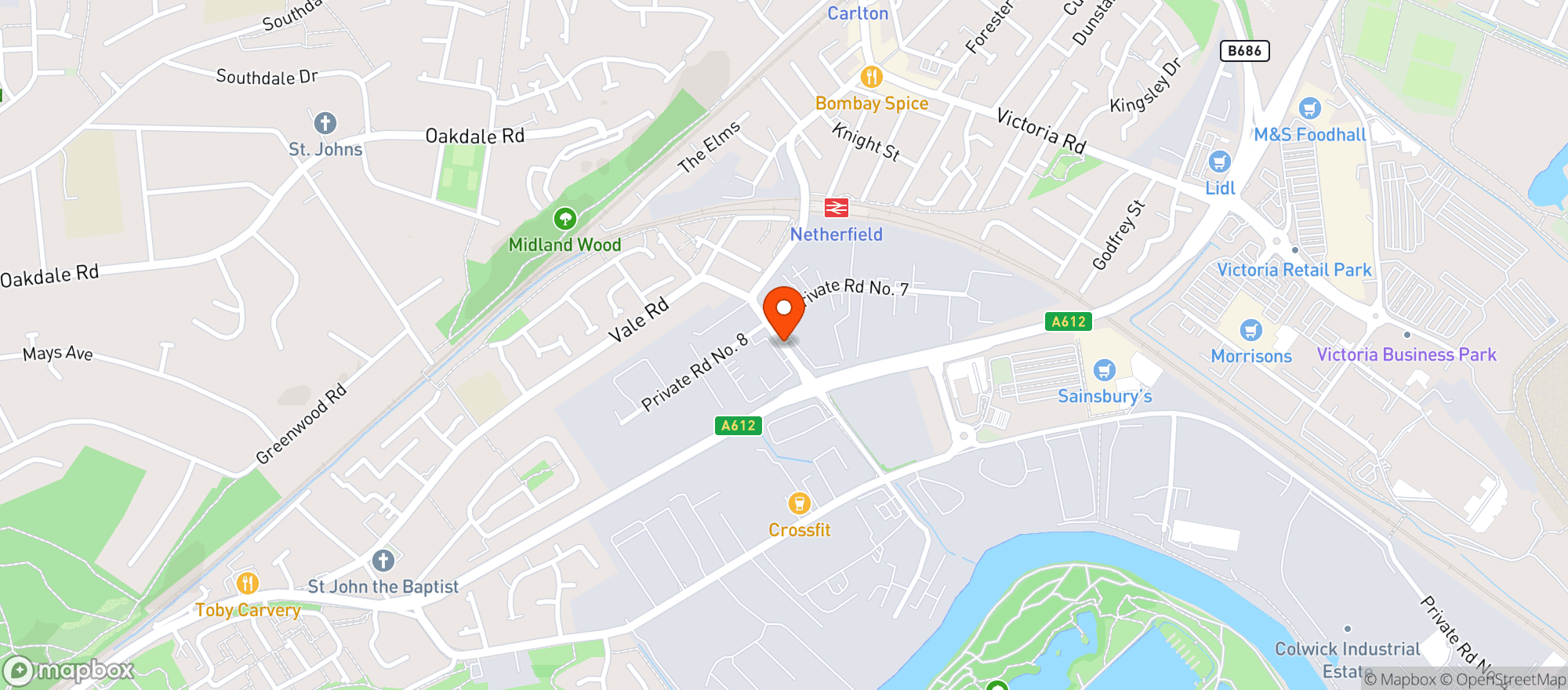 Map showing Sainsburys Colwick