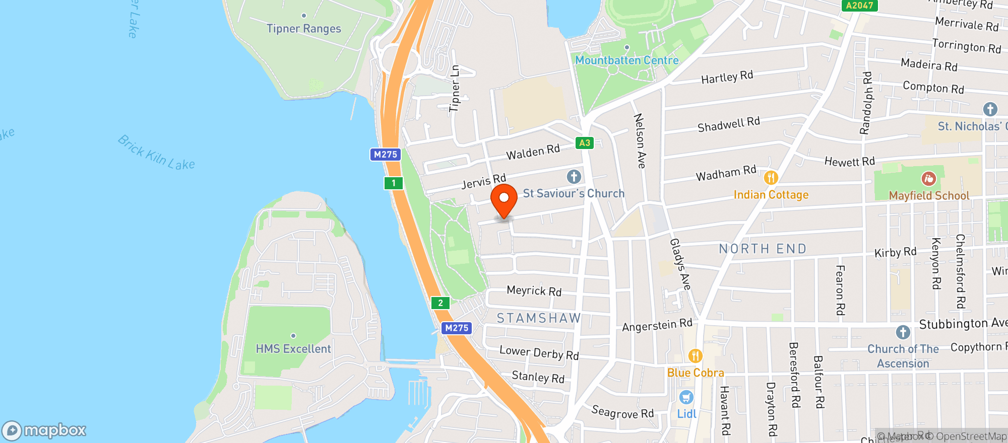 Map showing All Bar One Portsmouth