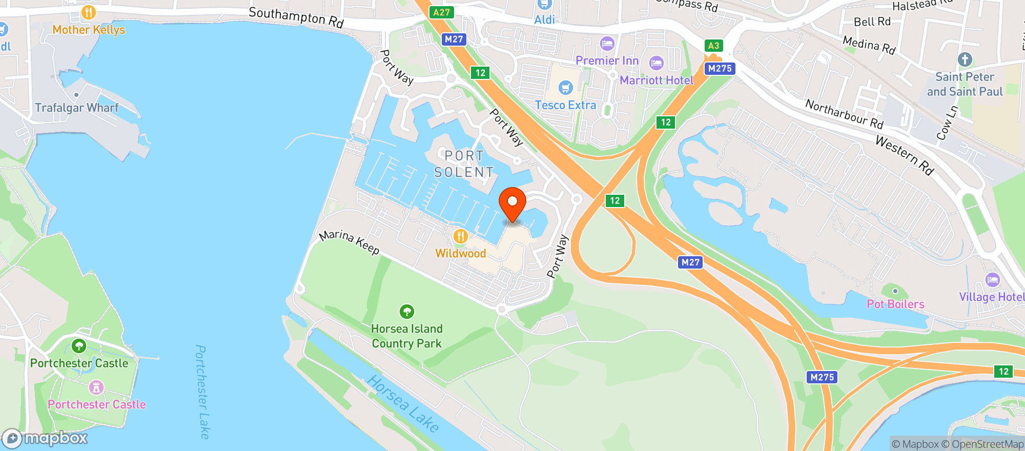 Map showing Harvester - Port Solent
