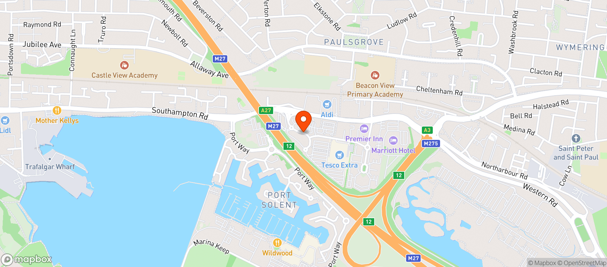 Map showing Tesco