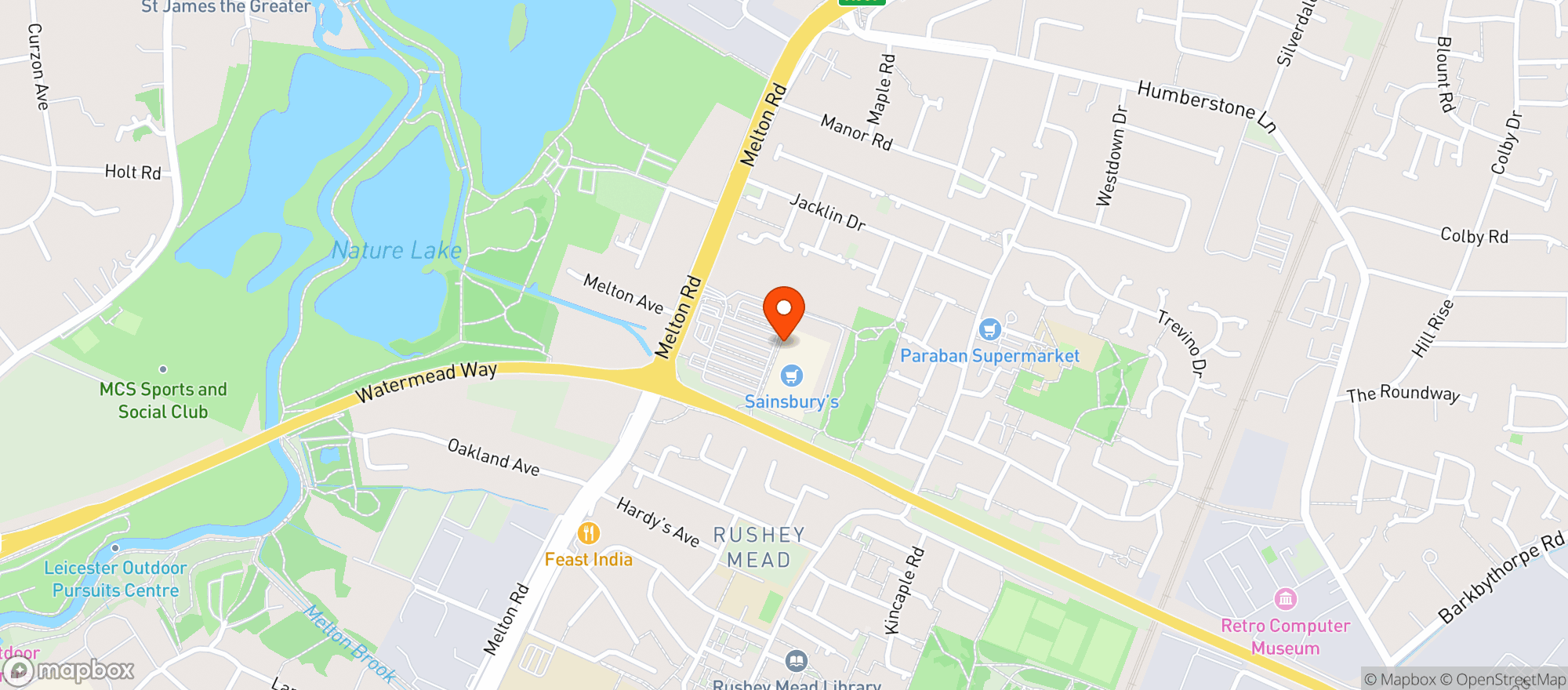 Map showing Sainsbury's Leicester North