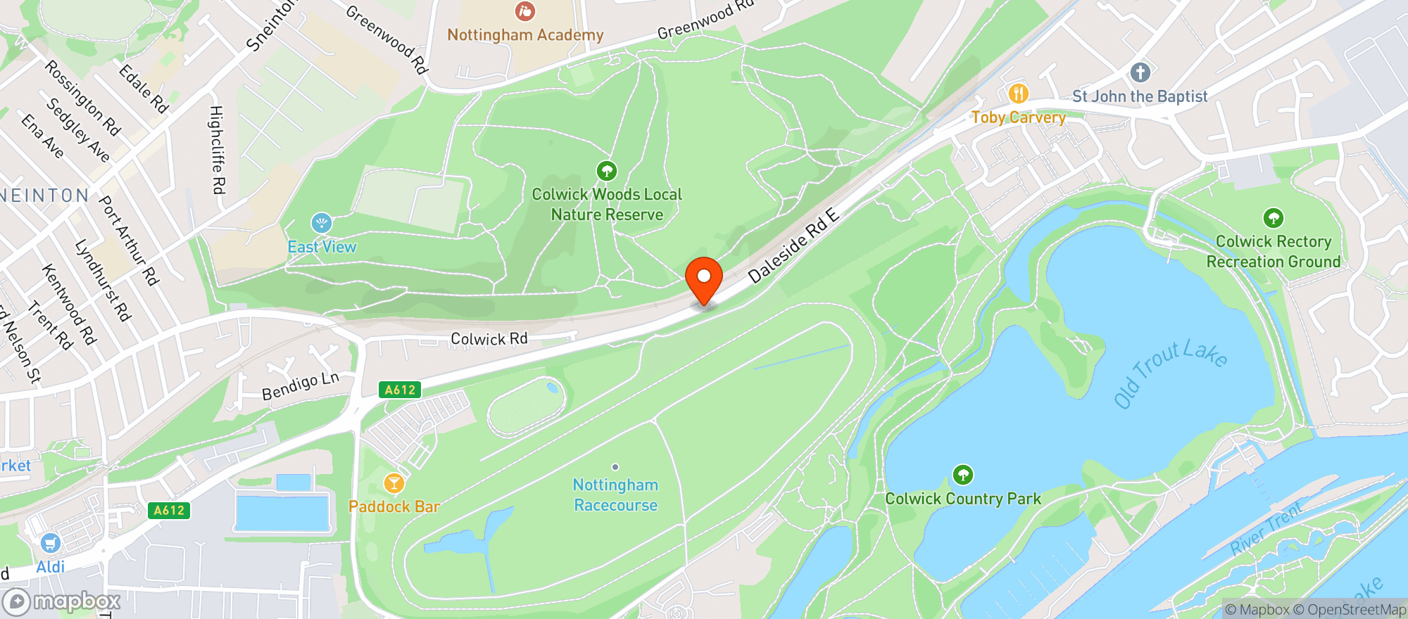 Map showing Toby Carvery - Colwick Park