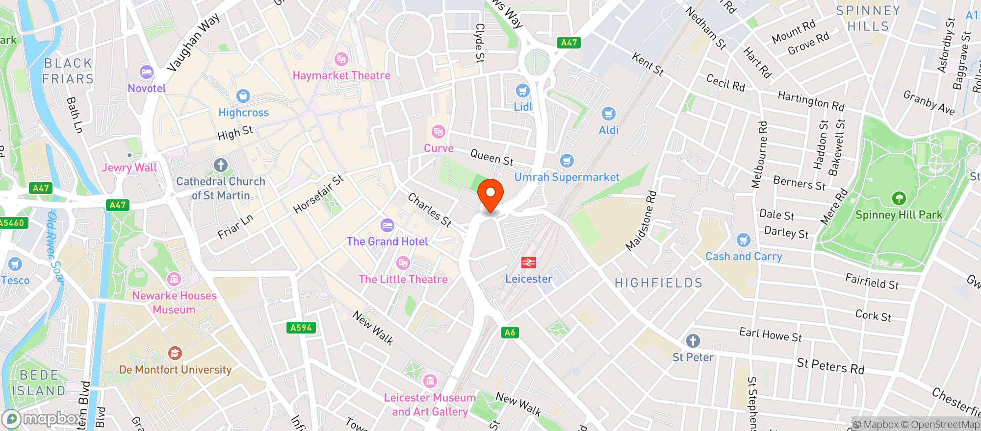Map showing Majestic Leicester